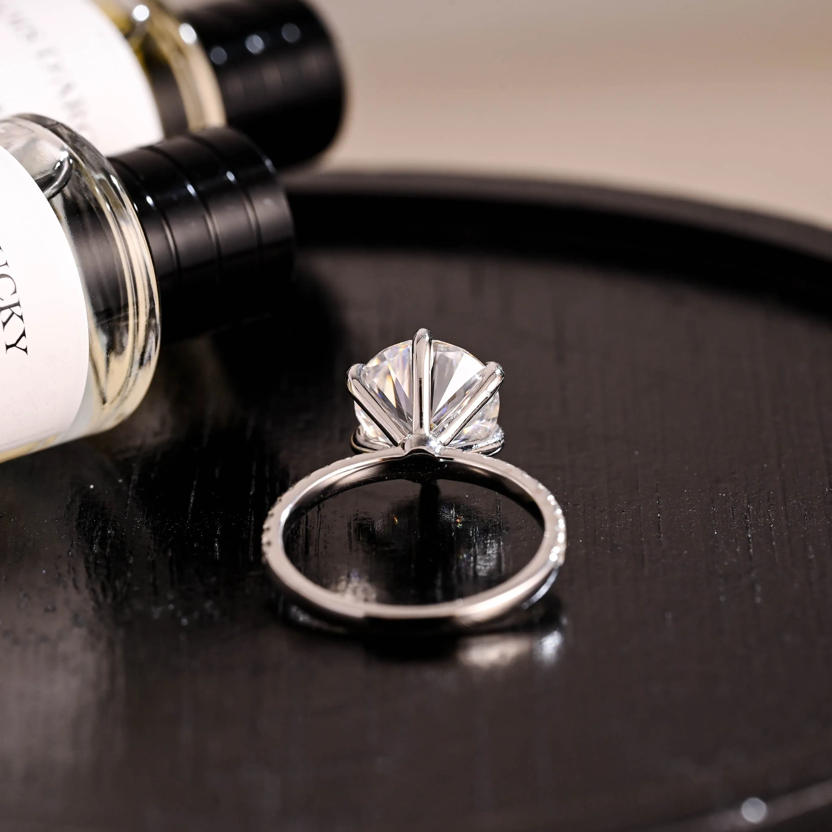 Solid Gold D/VS1 Half Pave Round Cut Lab Grown Diamond Engagement Ring sold by Causyou product image thumbnail 5