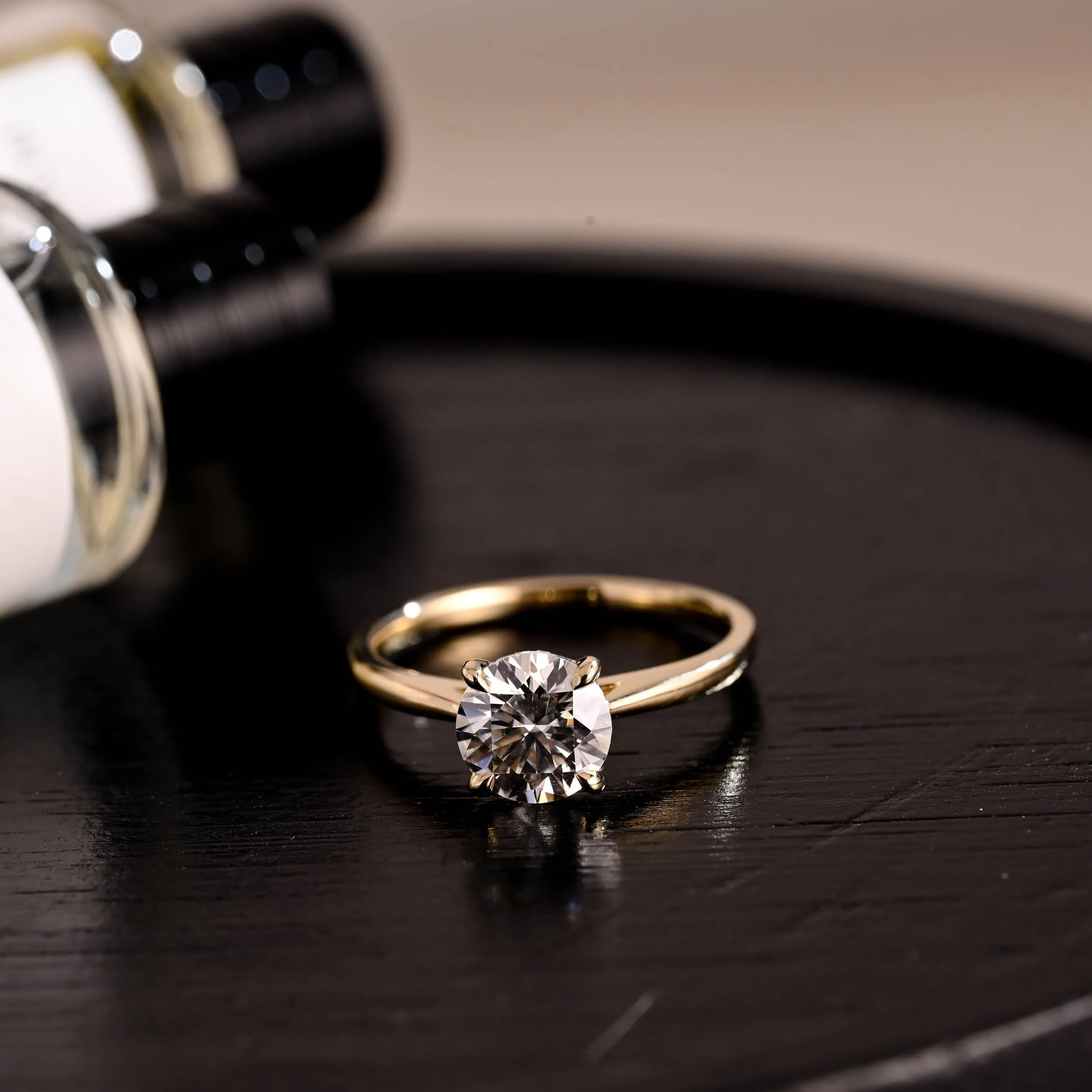 Solid Gold D/VS1 Cathedral Setting Hidden Halo Round Cut Lab Grown Diamond Engagement Ring sold by Causyou product image thumbnail 5