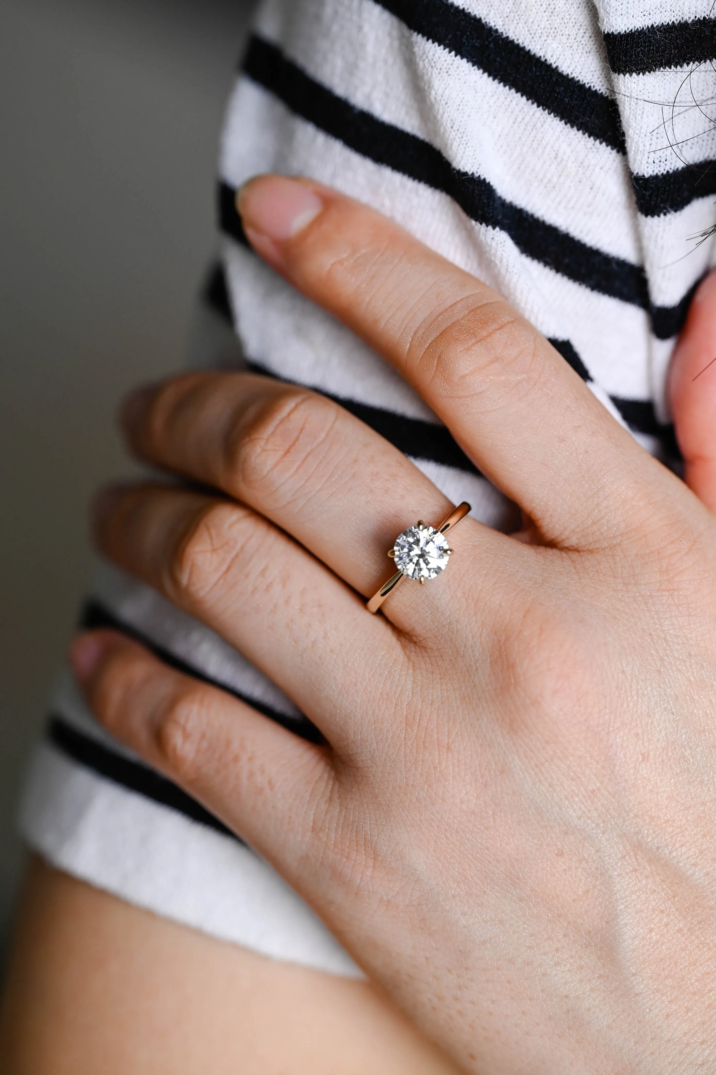 Solid Gold D/VS1 Cathedral Setting Hidden Halo Round Cut Lab Grown Diamond Engagement Ring sold by Causyou product image thumbnail 2