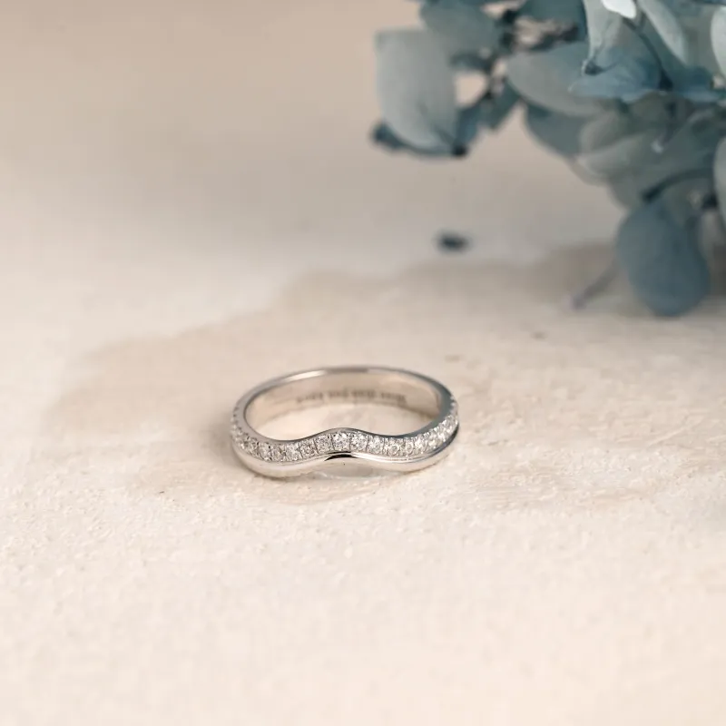 Solid Gold Curved Moissanite Wedding Band, Two Raw Stacking Wedding Ring sold by Causyou