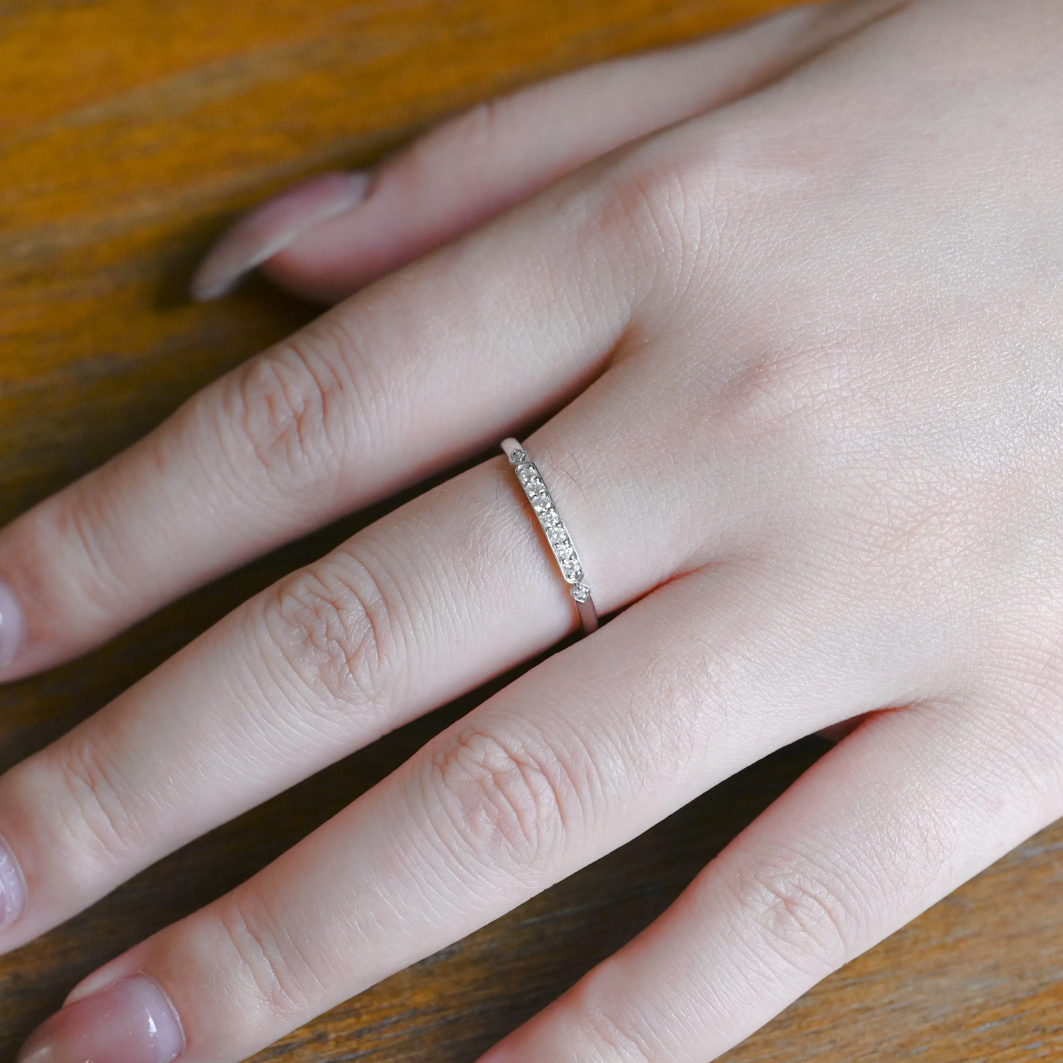 Solid Gold Half Eternity Vintage Style Round Cut Moissanite Wedding Band sold by Causyou product image thumbnail 2