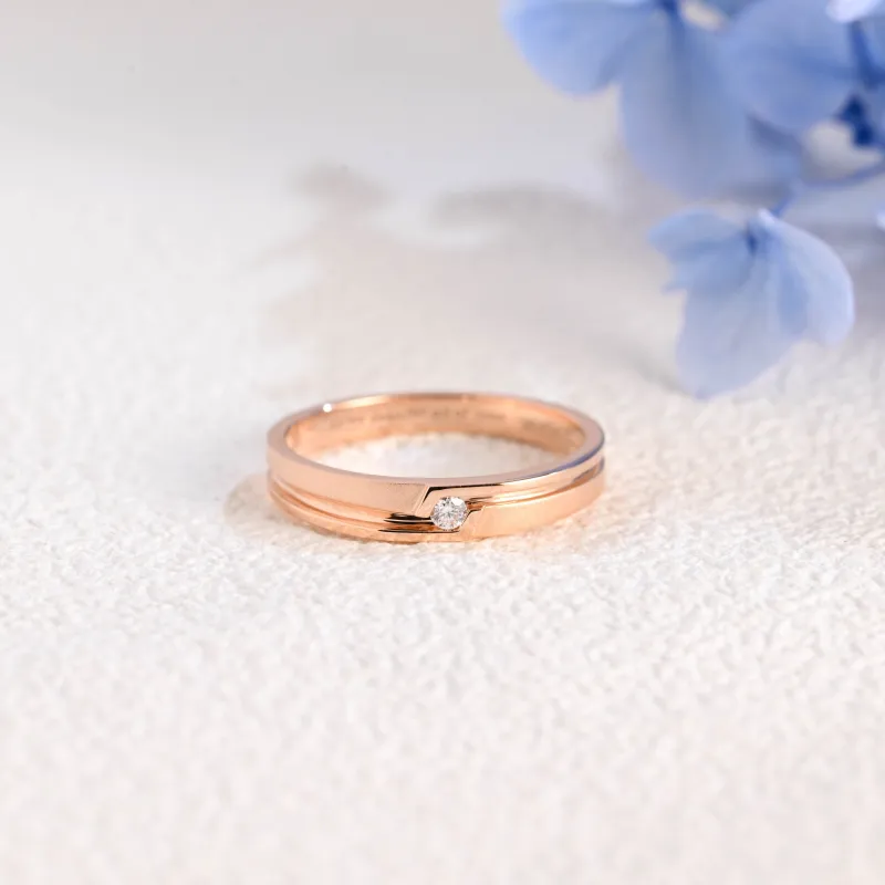 Solid Gold Round Moissanite Matte-Polish Double Layer Mens Ring sold by Causyou