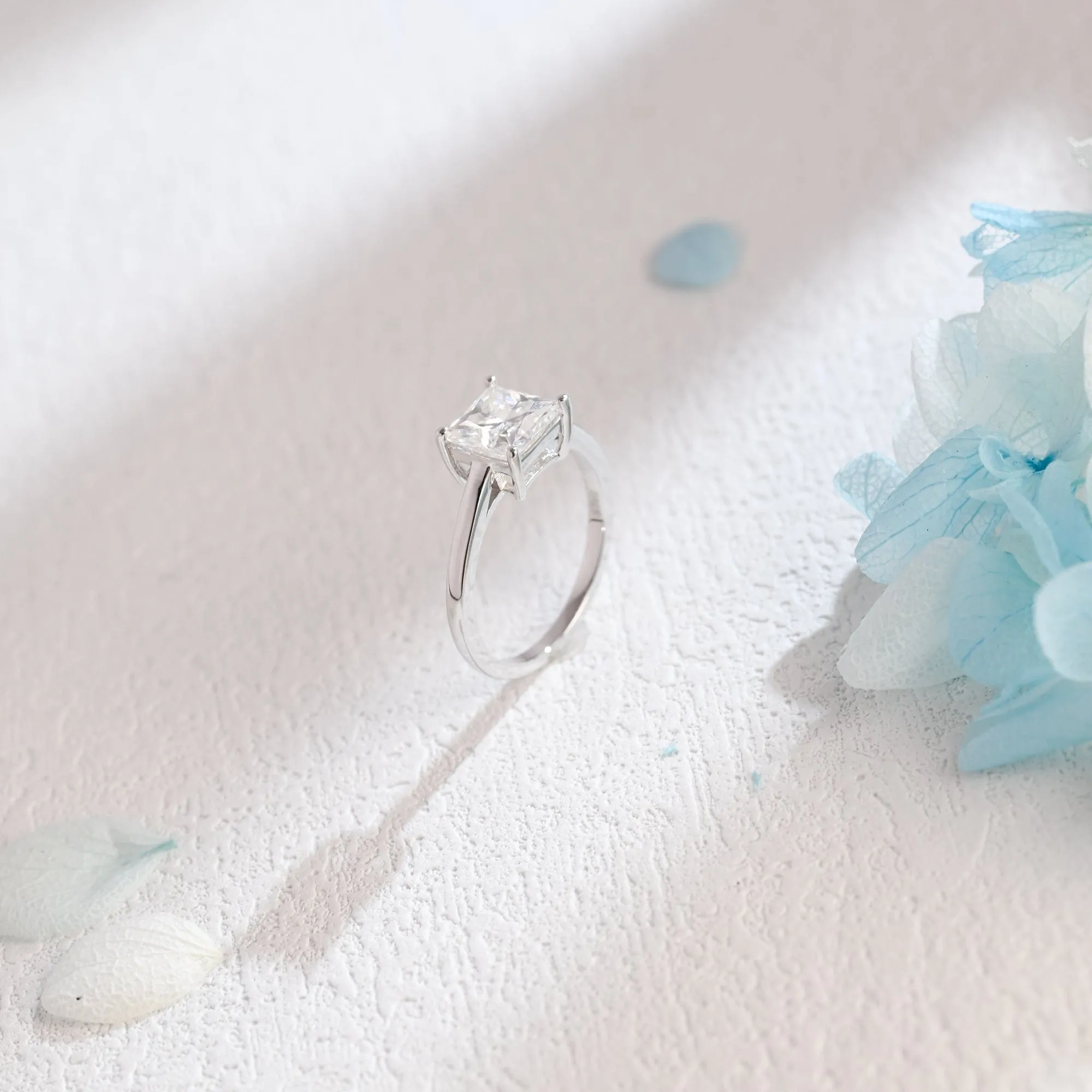 Solid Gold Solitaire Princess Cut Moissanite Engagement Ring sold by Causyou product image thumbnail 5