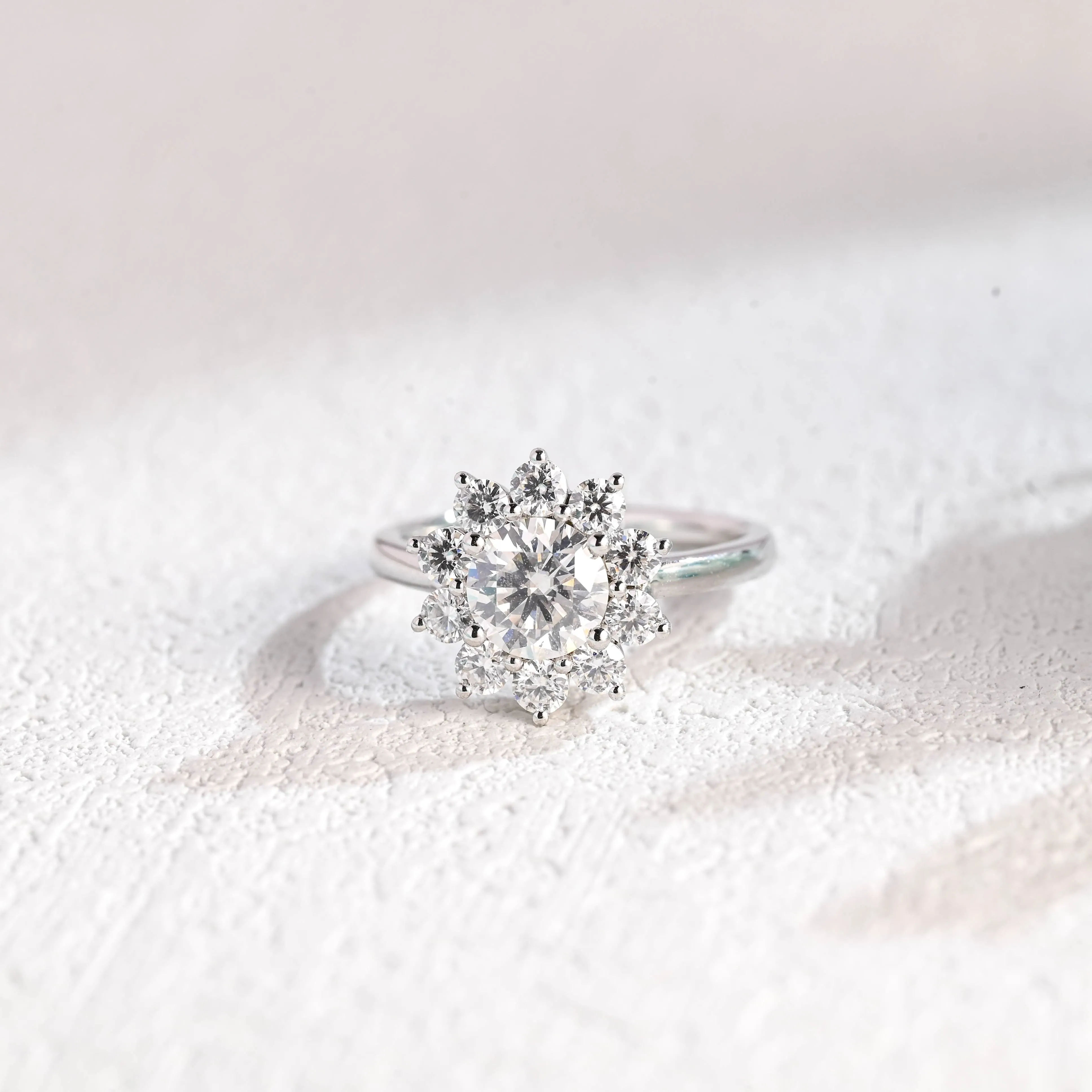 Solid Gold Round Cut Moissanite Engagement Ring, Snowflake Wedding Ring sold by Causyou