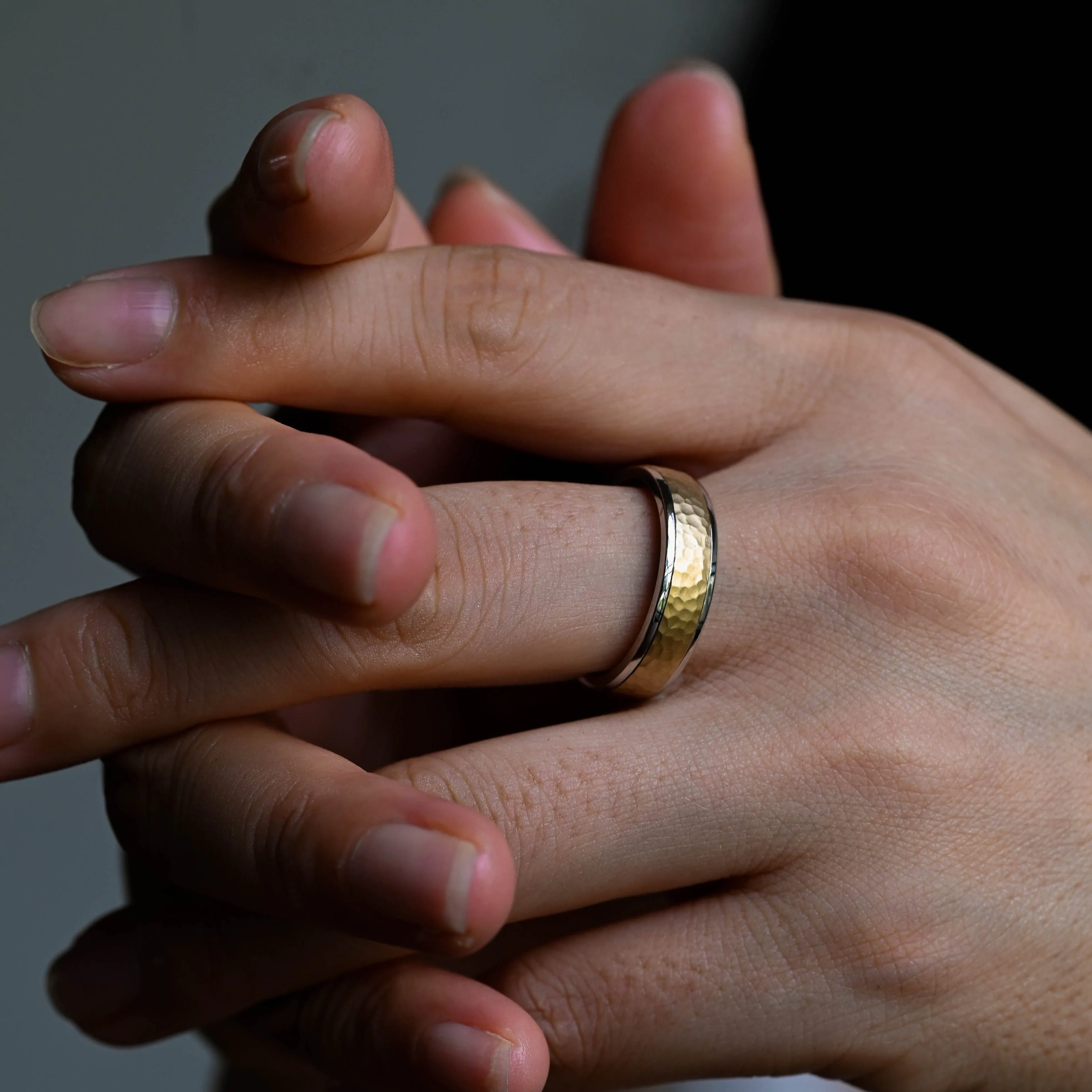 Solid Gold 6mm Width Hammered Wedding Ring Gift for Men sold by Causyou product image thumbnail 4