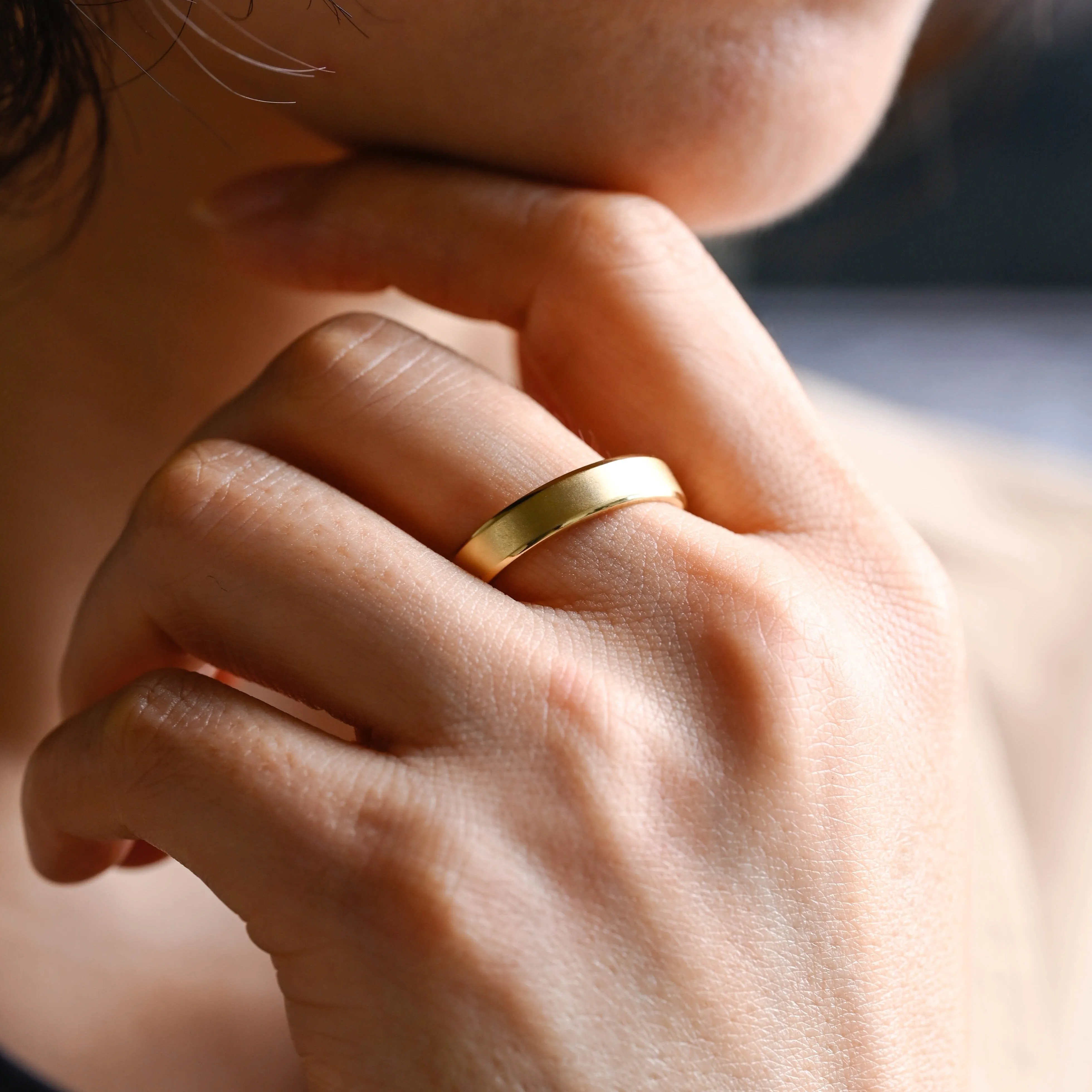 Solid Gold 5mm Width Stacking Wedding Band sold by Causyou product image thumbnail 5