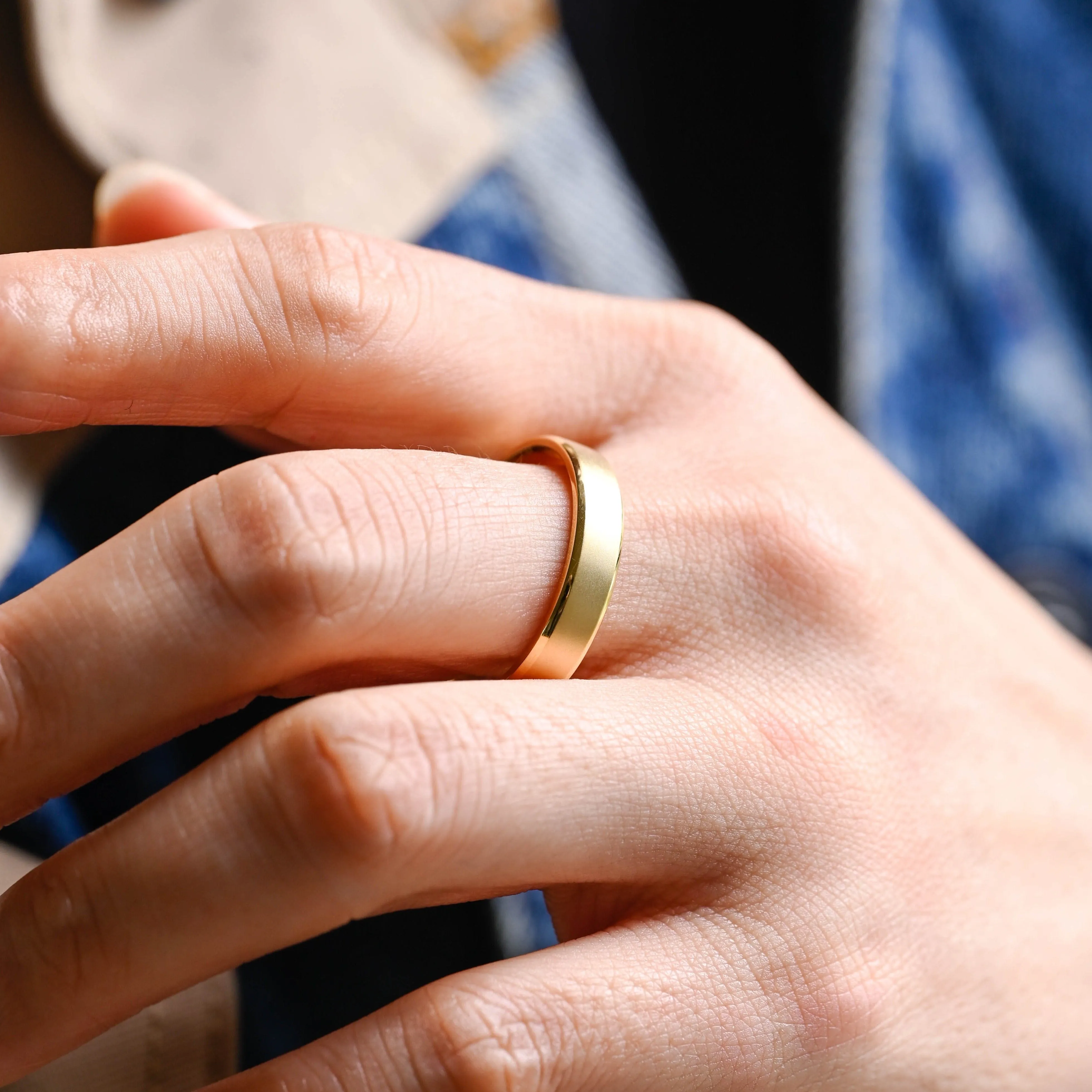 Solid Gold 5mm Width Stacking Wedding Band sold by Causyou product image thumbnail 3