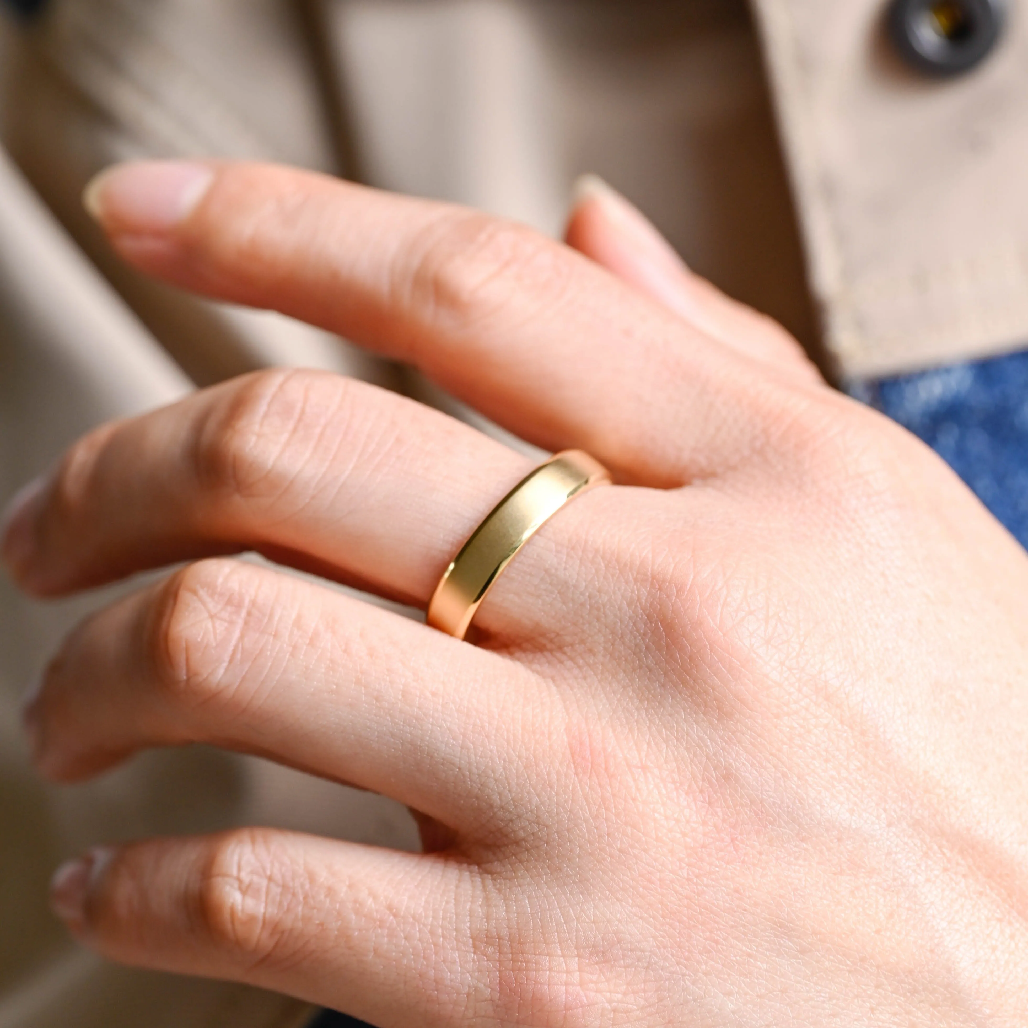 Solid Gold 5mm Width Stacking Wedding Band sold by Causyou product image thumbnail 2