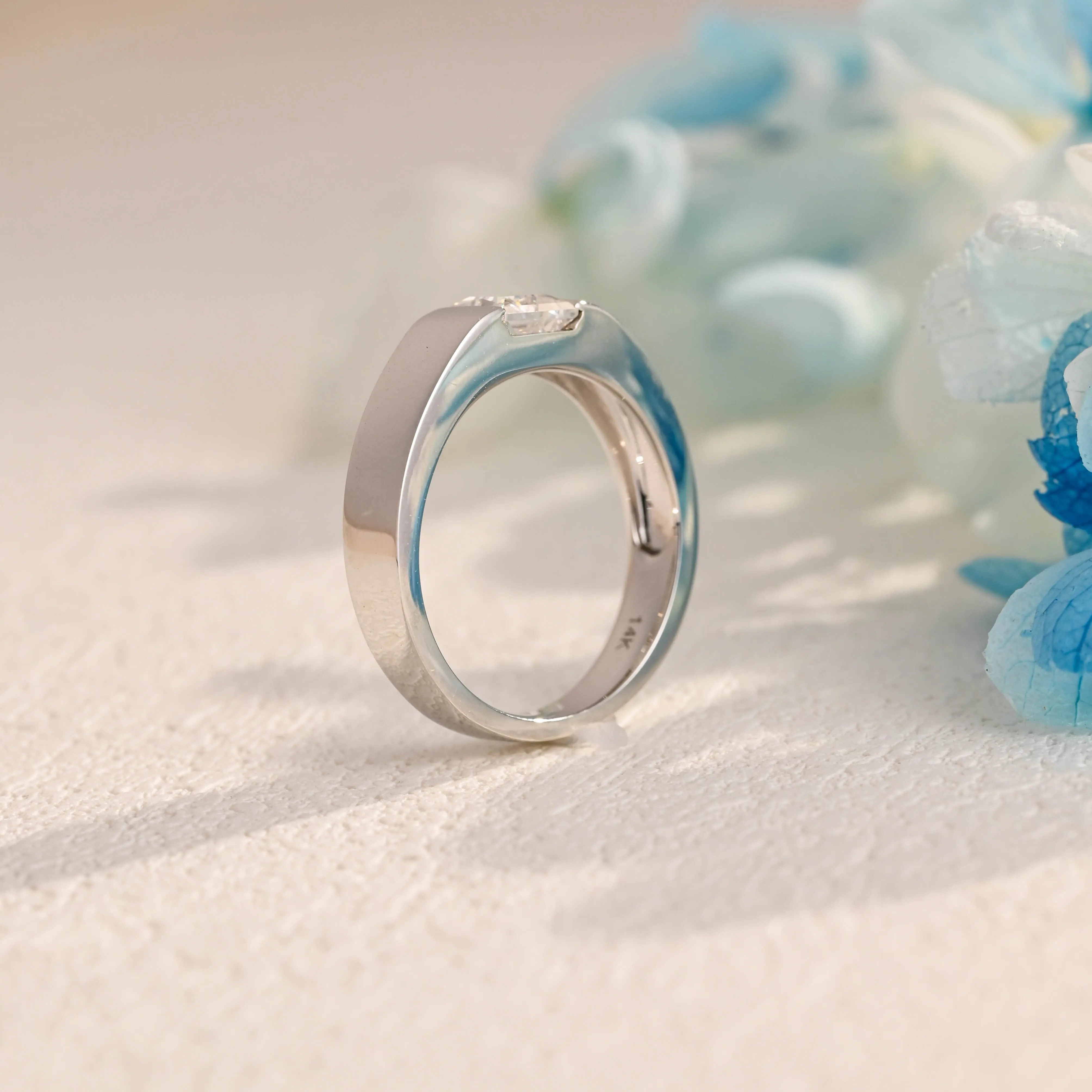 Solid Gold Princess Cut Moissanite Wedding Ring sold by Causyou product image thumbnail 5