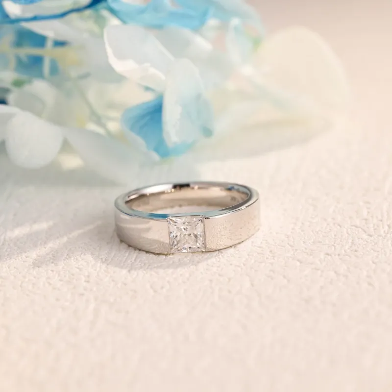 Solid Gold Princess Cut Moissanite Wedding Ring sold by Causyou