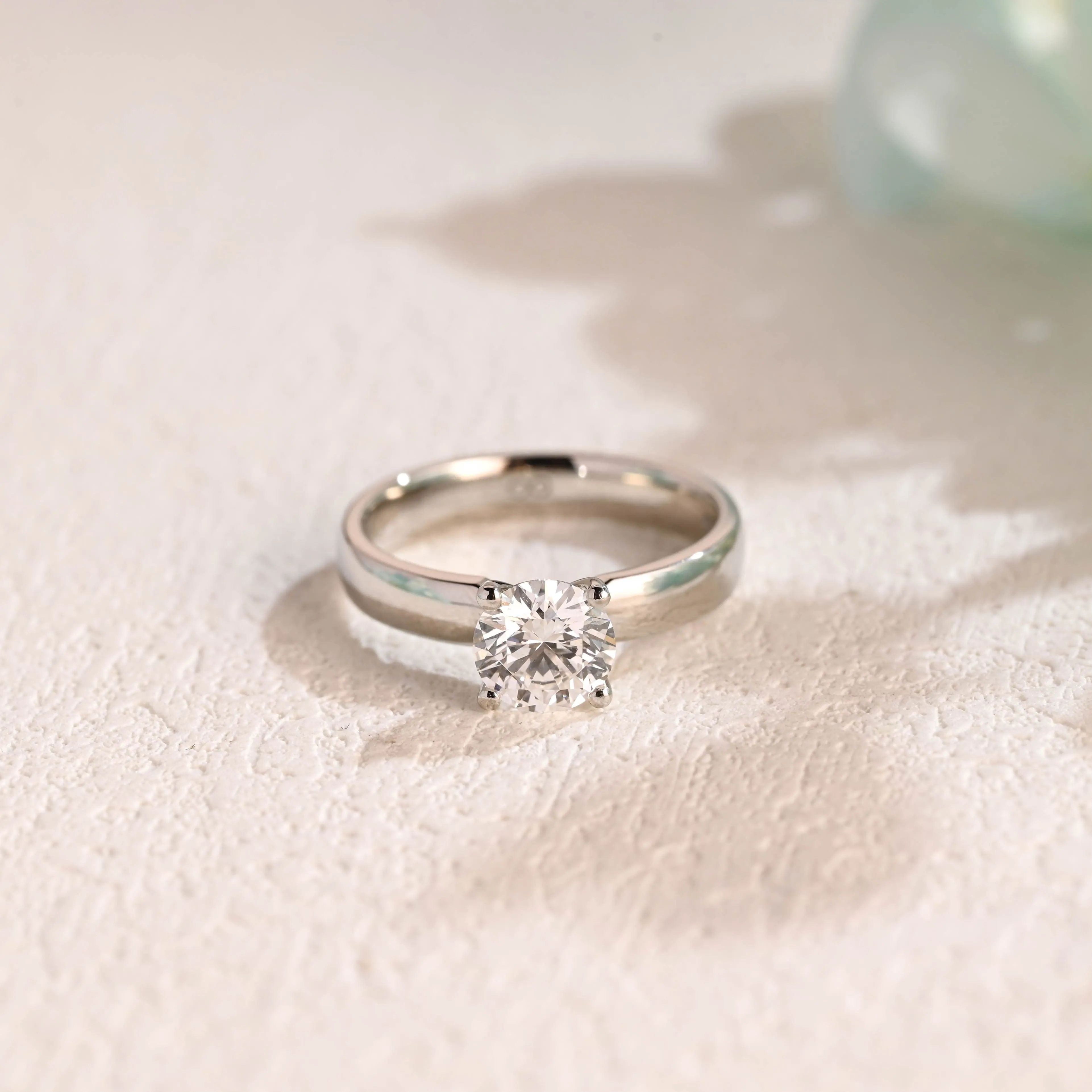 Solid Gold 3.5mm Width Round Cut Moissanite Engagement Ring sold by Causyou