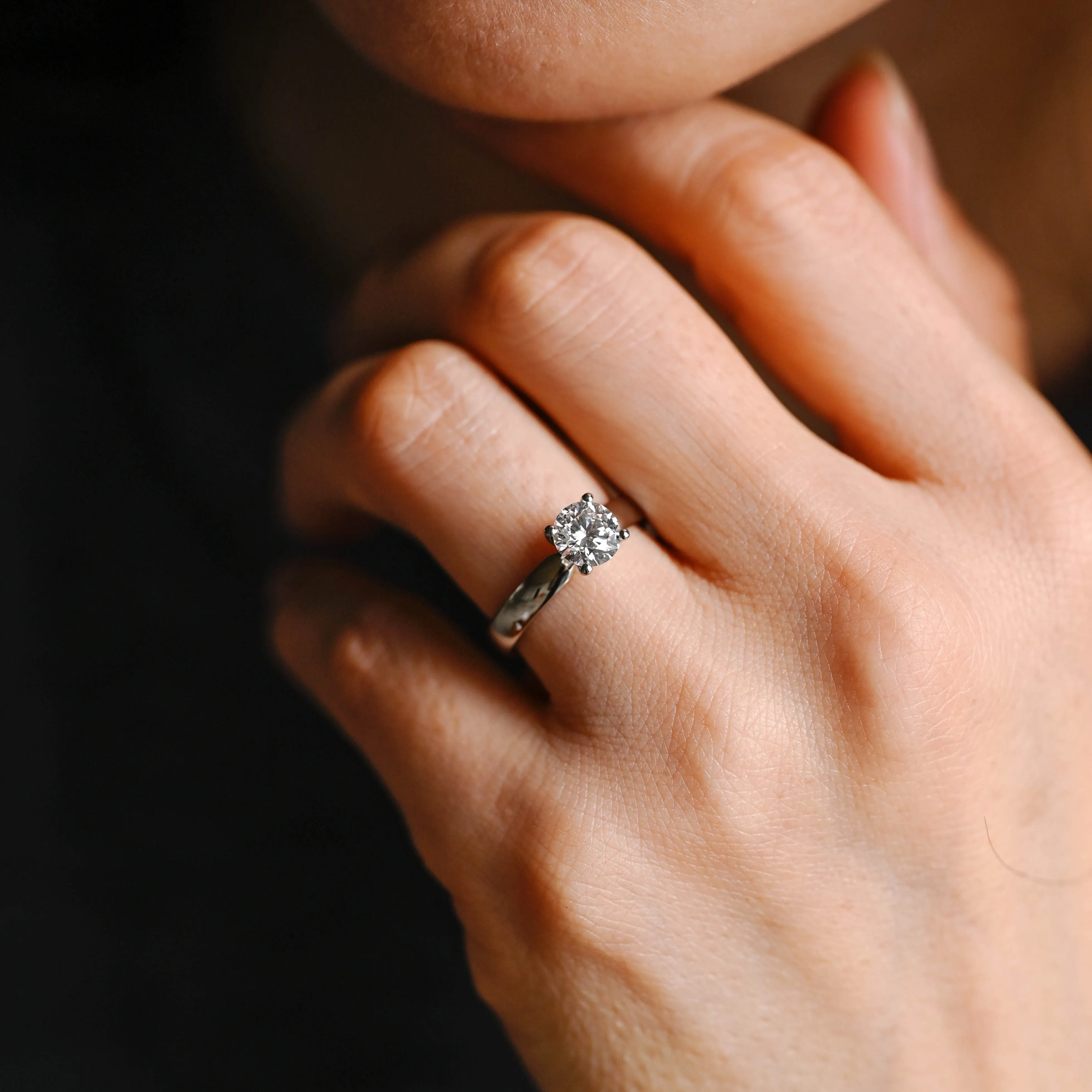 Solid Gold 3.5mm Width Round Cut Moissanite Engagement Ring sold by Causyou product image thumbnail 2