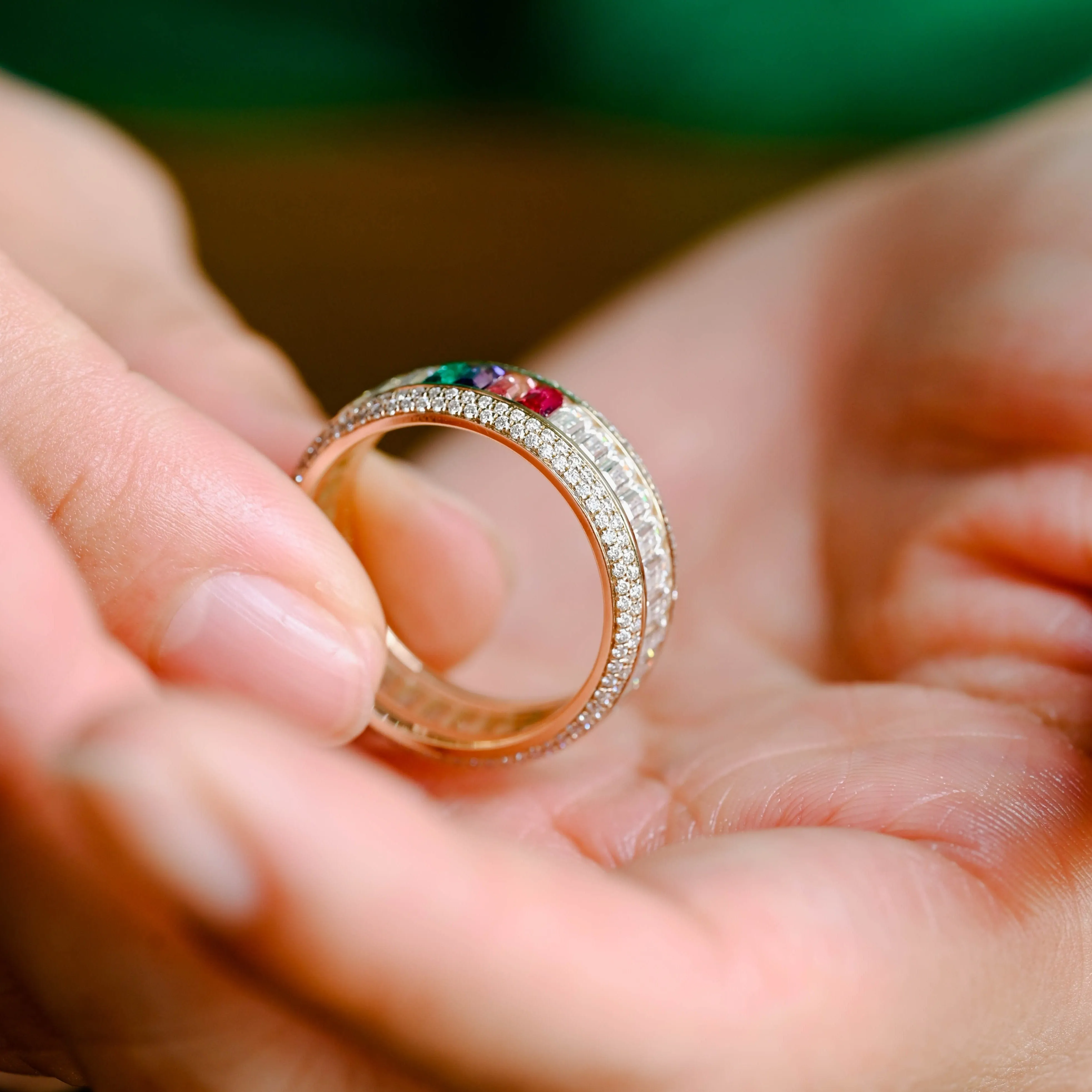 Solid Gold Full Eternity 2×4mm Emerald Cut Wedding Ring sold by Causyou product image thumbnail 4