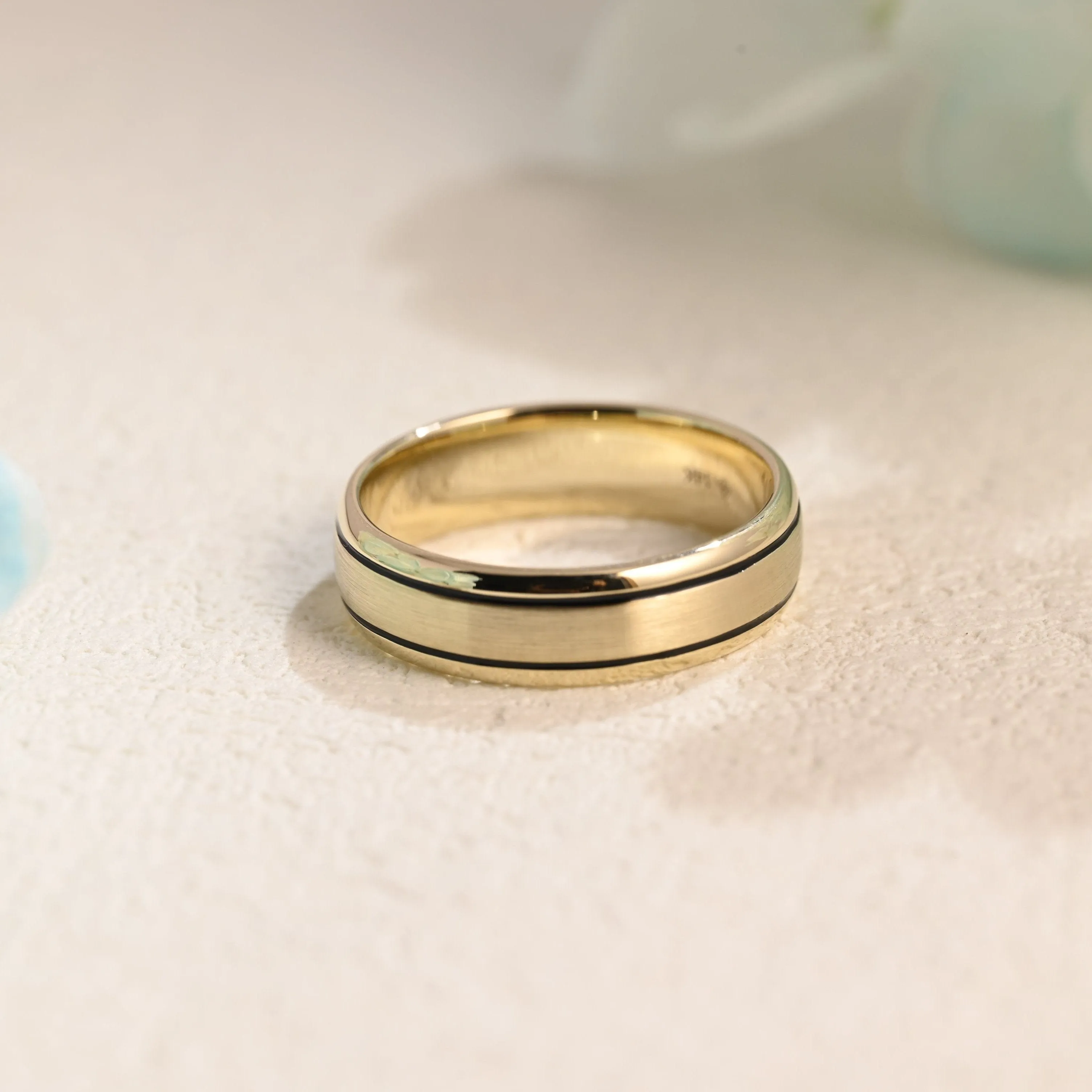 Solid Gold 6mm Width Satin-Finish Wedding Band for Men sold by Causyou product image thumbnail 5