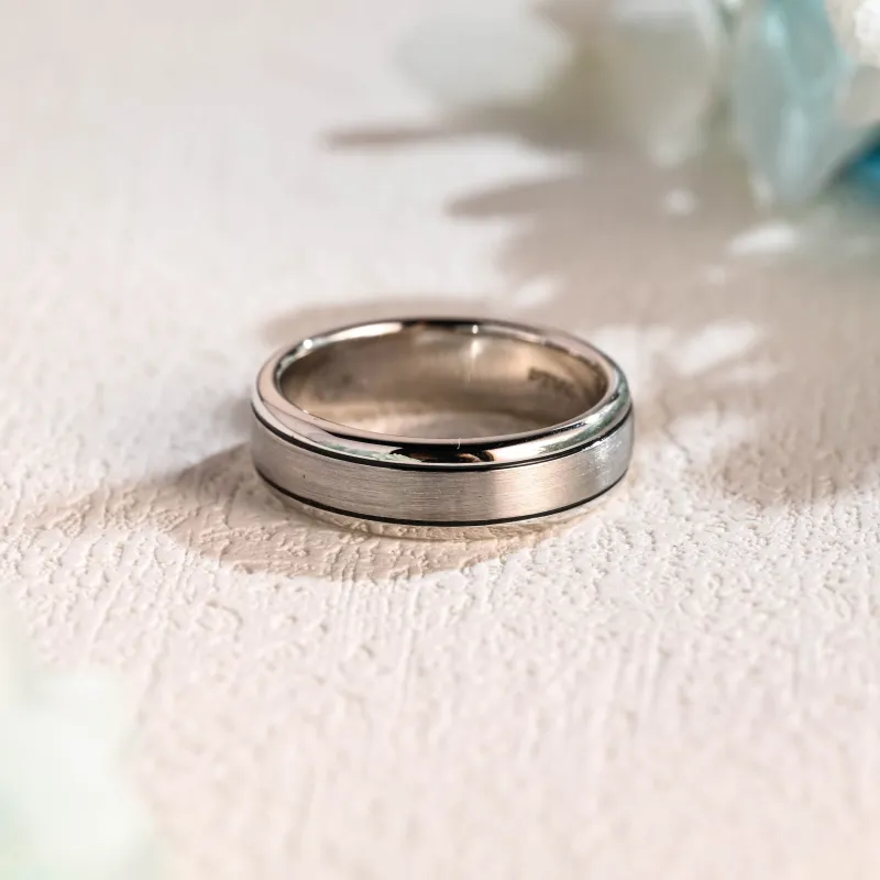 Solid Gold 6mm Width Satin-Finish Wedding Band for Men sold by Causyou