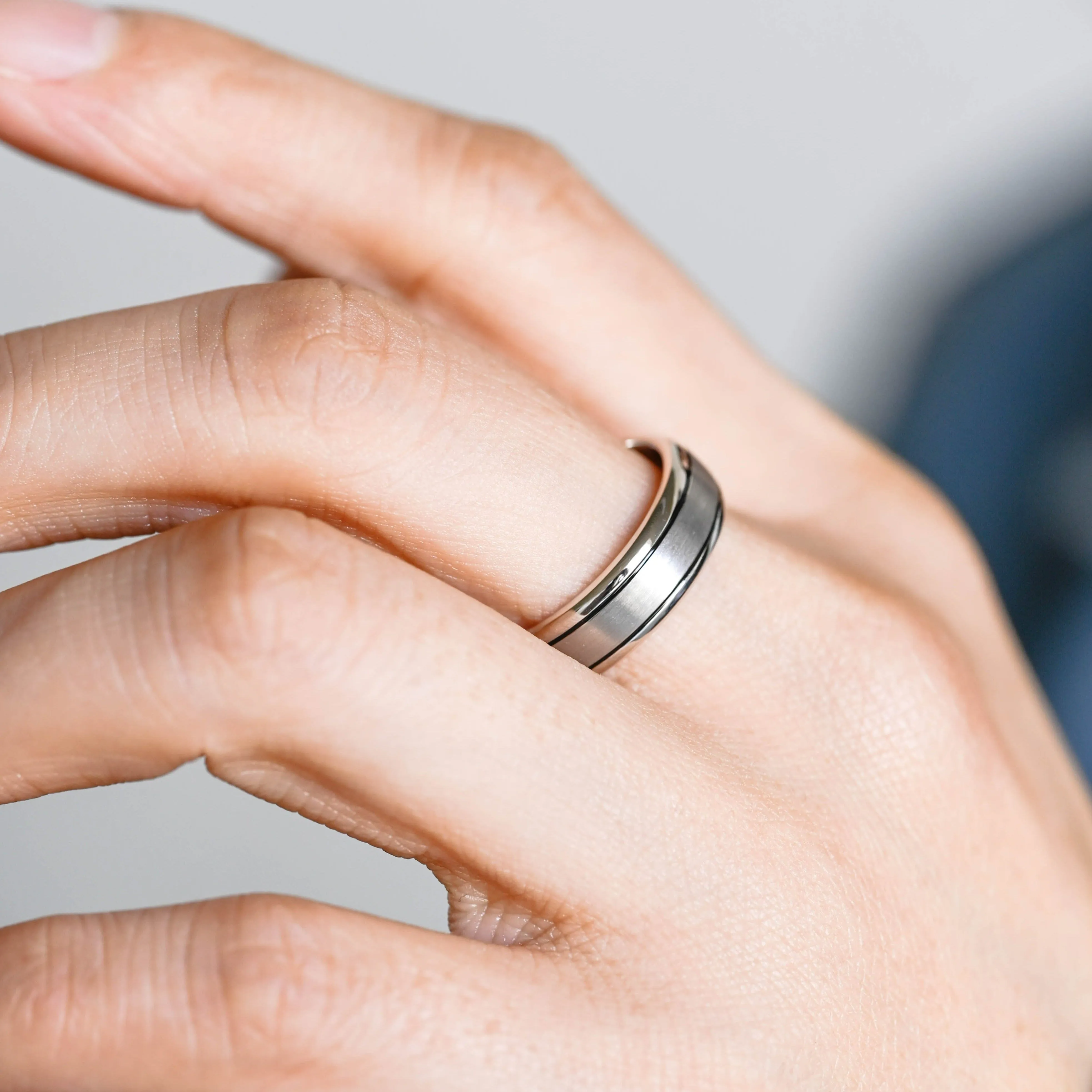 Solid Gold 6mm Width Satin-Finish Wedding Band for Men sold by Causyou product image thumbnail 2