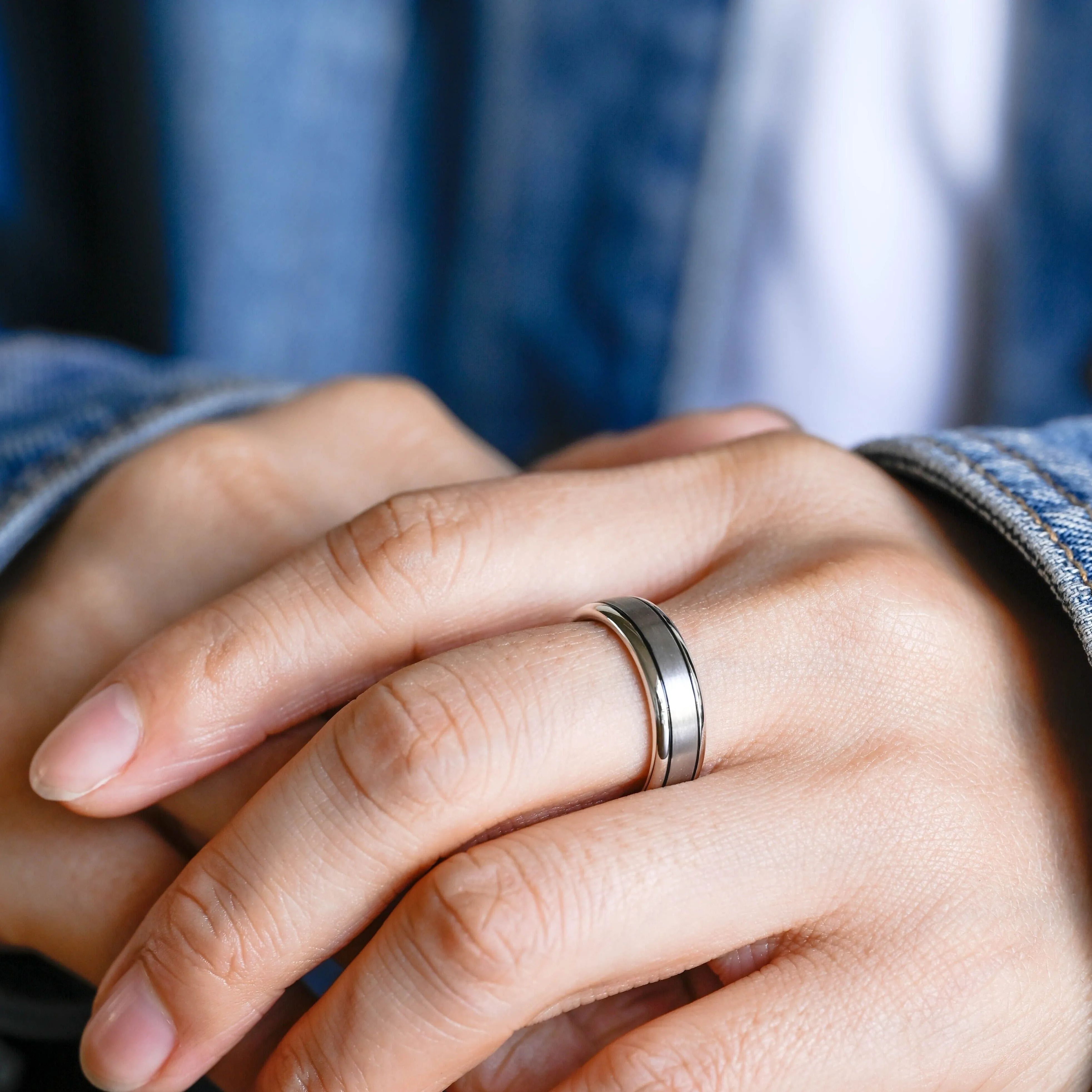 Solid Gold 6mm Width Satin-Finish Wedding Band for Men sold by Causyou product image thumbnail 3