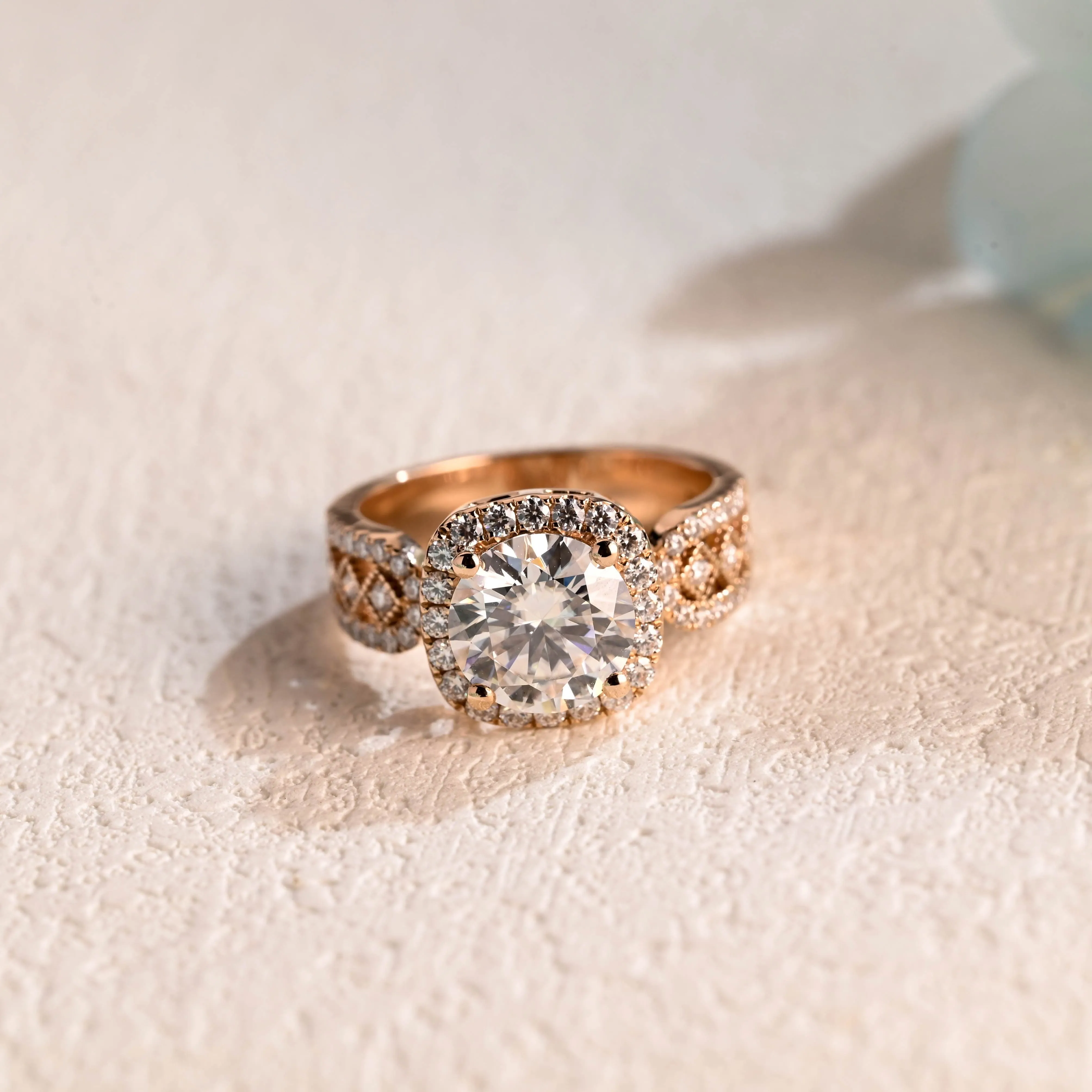 Solid Gold 4.5mm Width Halo Round Cut Moissanite Engagement Ring sold by Causyou product image thumbnail 5