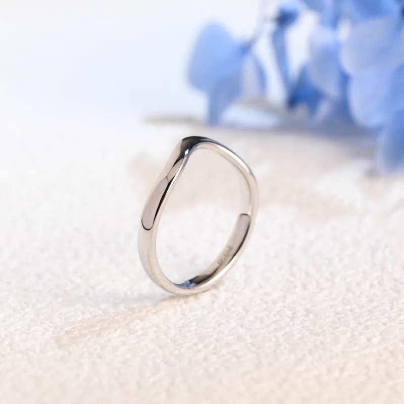 Solid Gold 2.5mm Curved Plain Wedding Ring sold by Causyou