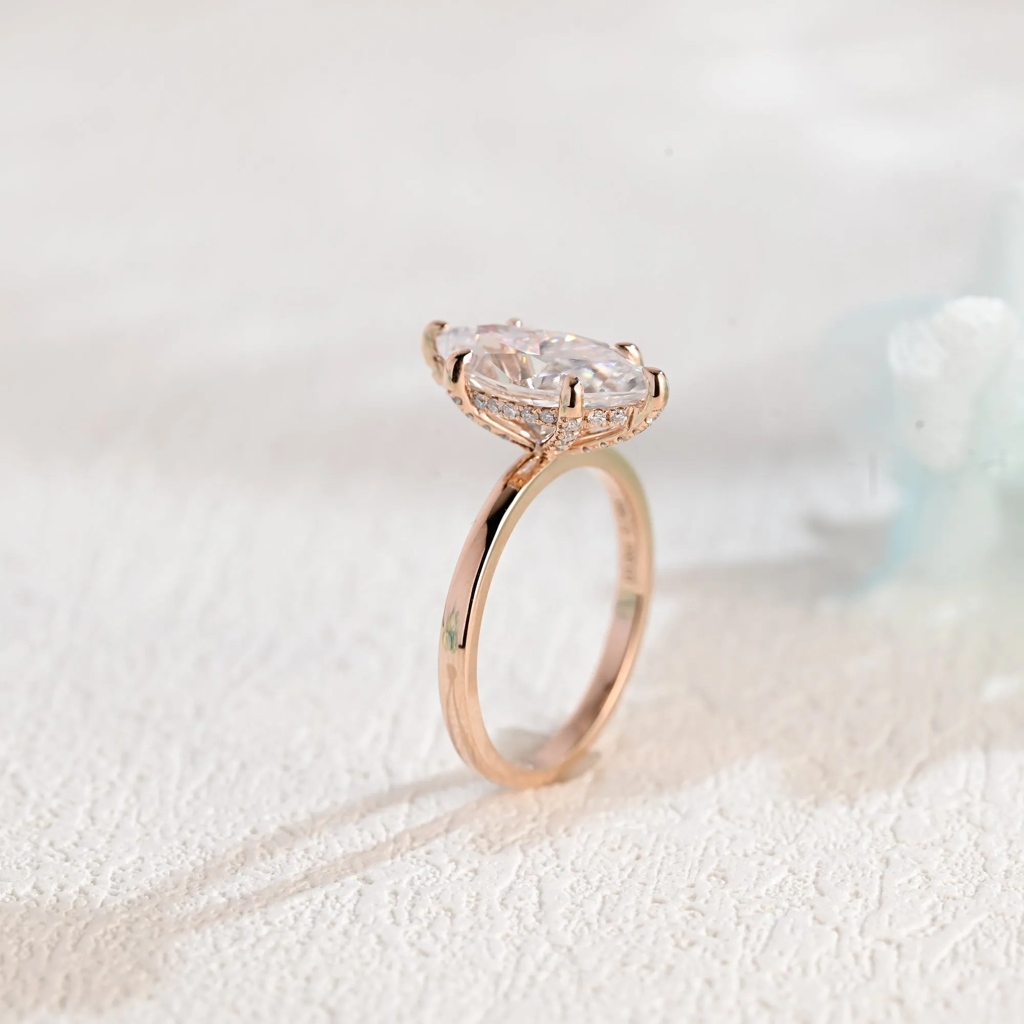 Solid Gold Marquise Cut Moissanite Engagement Ring sold by Causyou