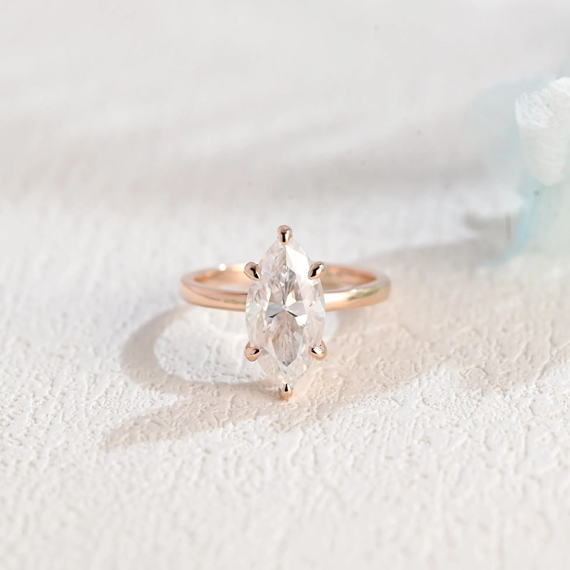 Solid Gold Marquise Cut Moissanite Engagement Ring sold by Causyou product image thumbnail 5