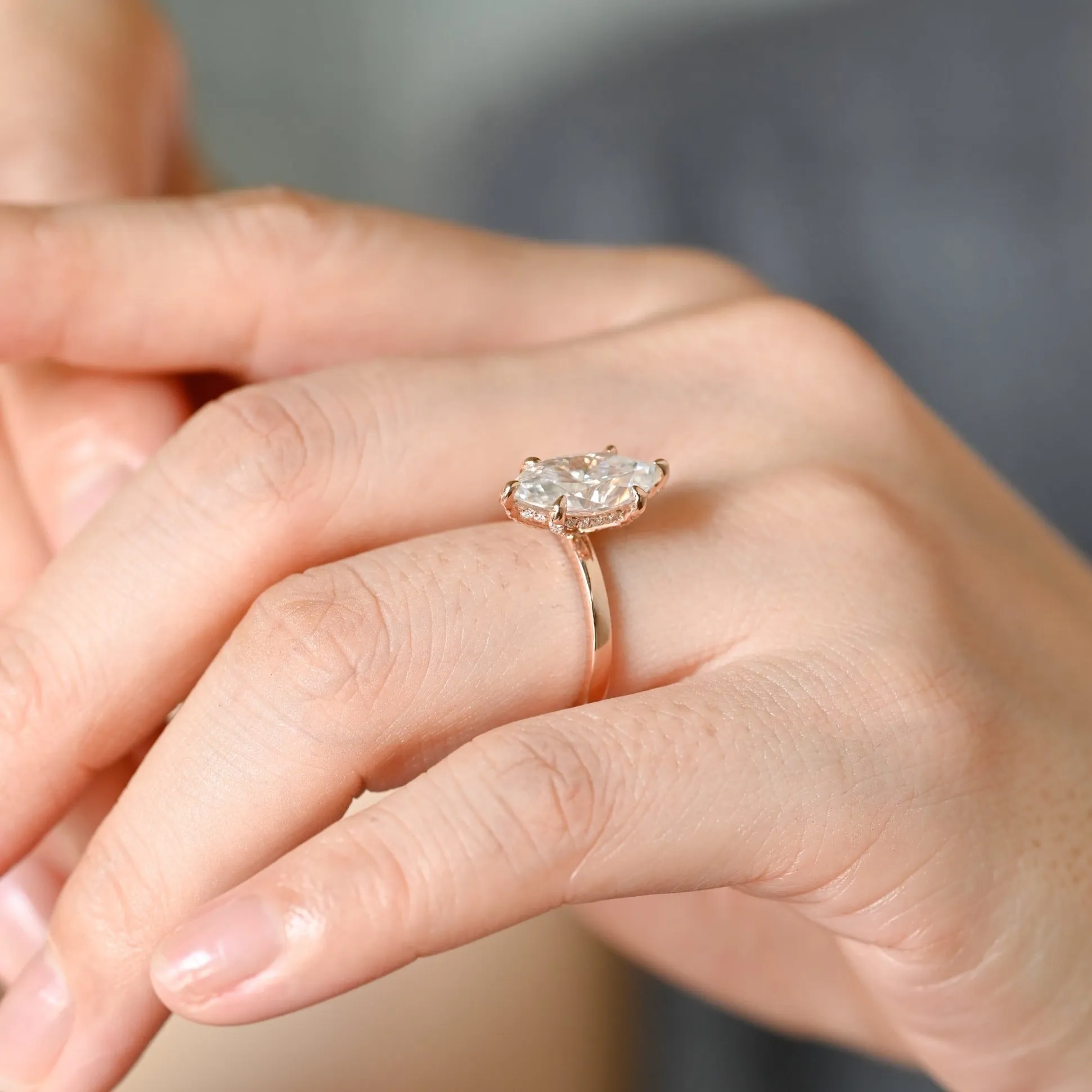 Solid Gold Marquise Cut Moissanite Engagement Ring sold by Causyou product image thumbnail 4