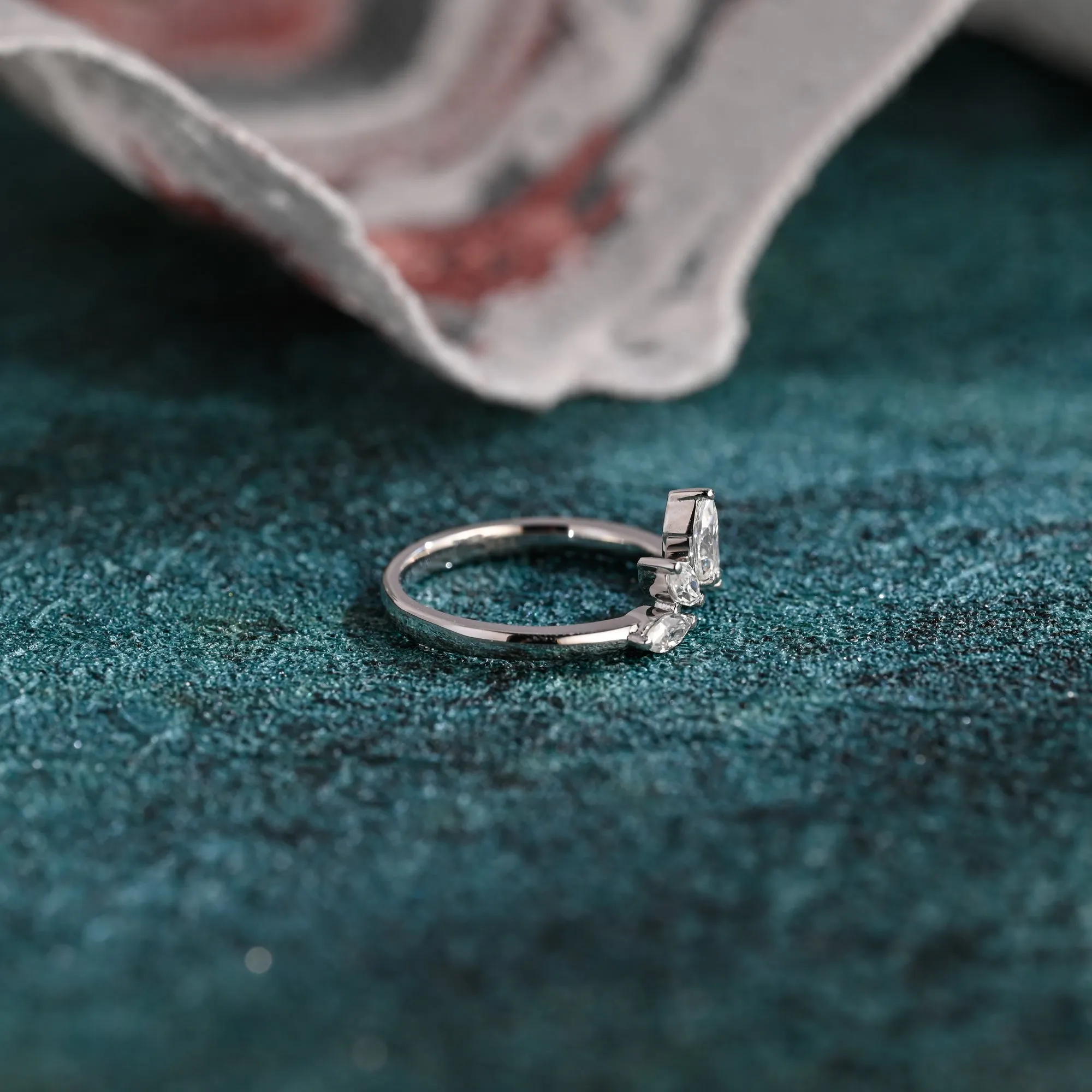 Solid Gold Lab Grown Diamond Wedding Band, Curved Wedding Ring, Gift for Woman Wife sold by Causyou product image thumbnail 4