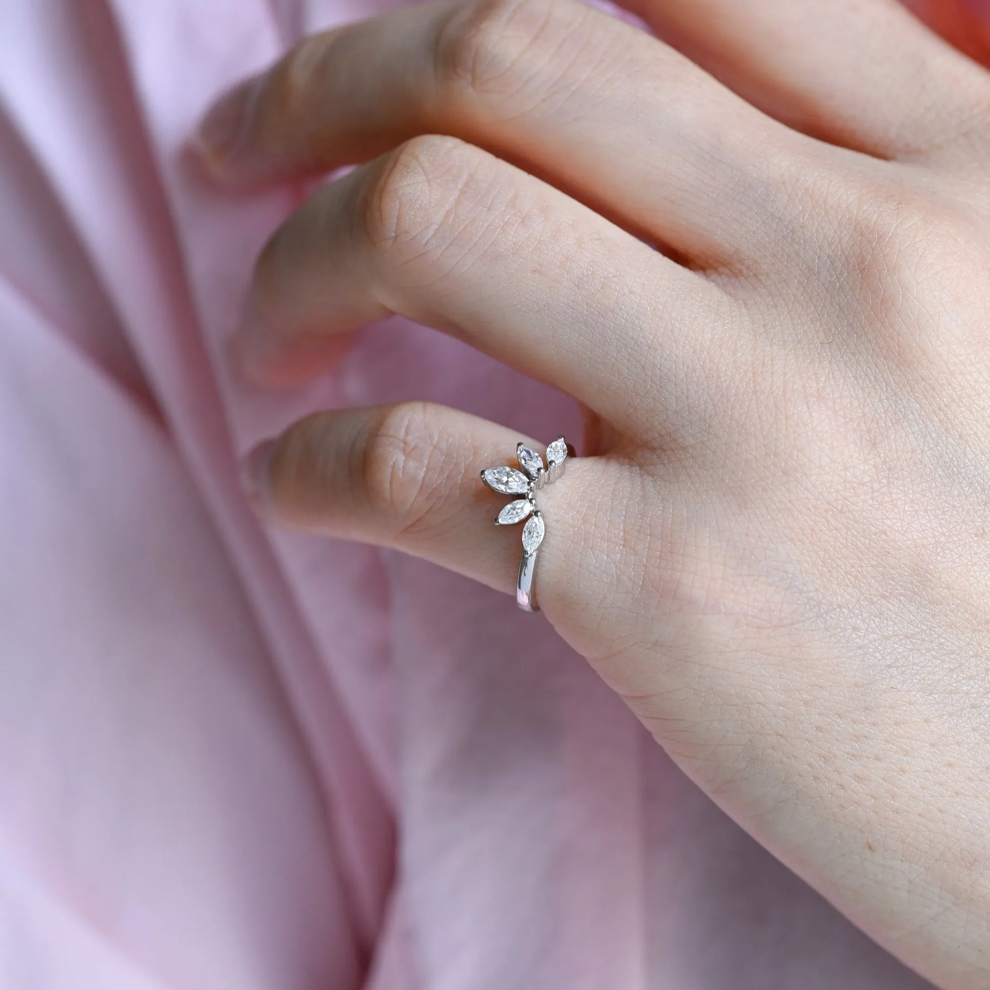 Solid Gold Lab Grown Diamond Wedding Band, Curved Wedding Ring, Gift for Woman Wife sold by Causyou product image thumbnail 2