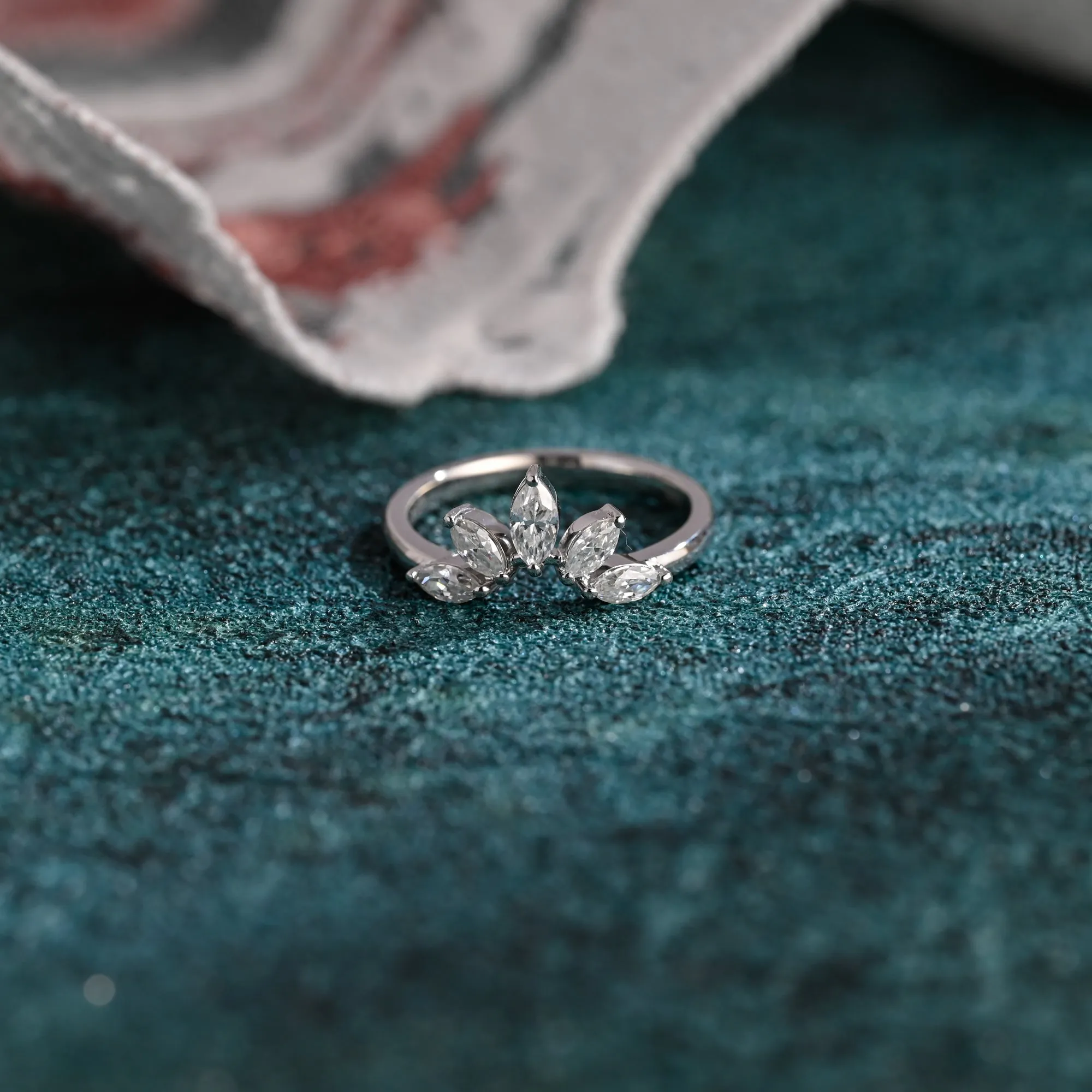 Solid Gold Lab Grown Diamond Wedding Band, Curved Wedding Ring, Gift for Woman Wife sold by Causyou