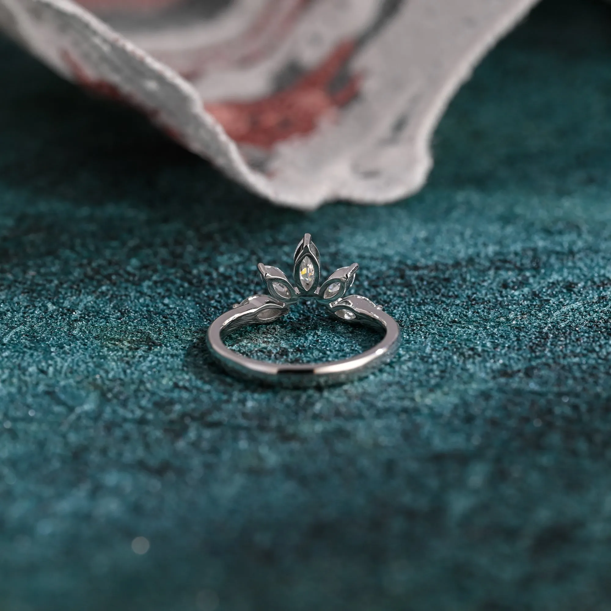 Solid Gold Lab Grown Diamond Wedding Band, Curved Wedding Ring, Gift for Woman Wife sold by Causyou product image thumbnail 5