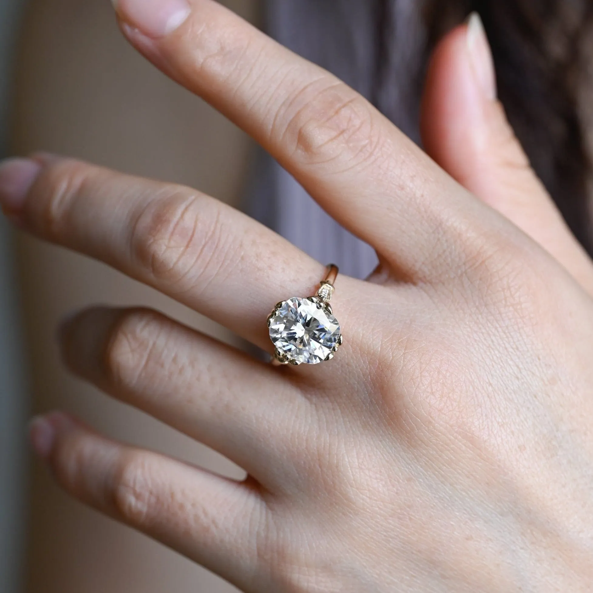 Solid Gold Elongated Cushion Cut Moissanite Engagement Ring sold by Causyou product image thumbnail 2