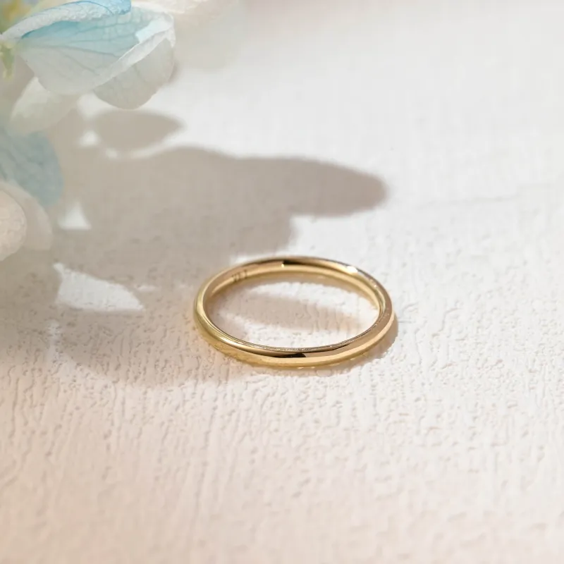 Solid Gold 2mm Round Edge Wedding Band, Plain Band made by Causyou