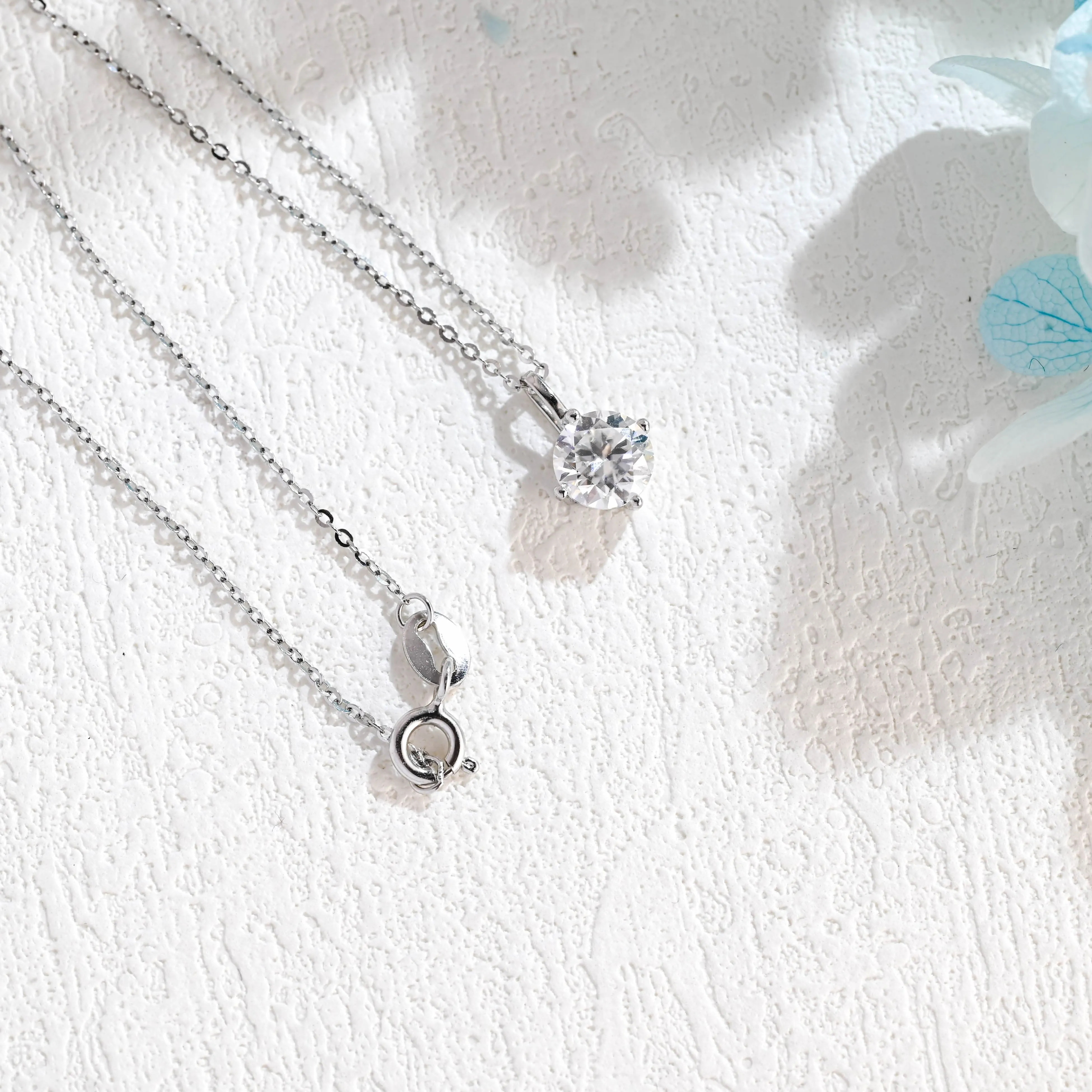 Solid Gold Round Cut Moissanite Pendant, Wedding Necklace sold by Causyou