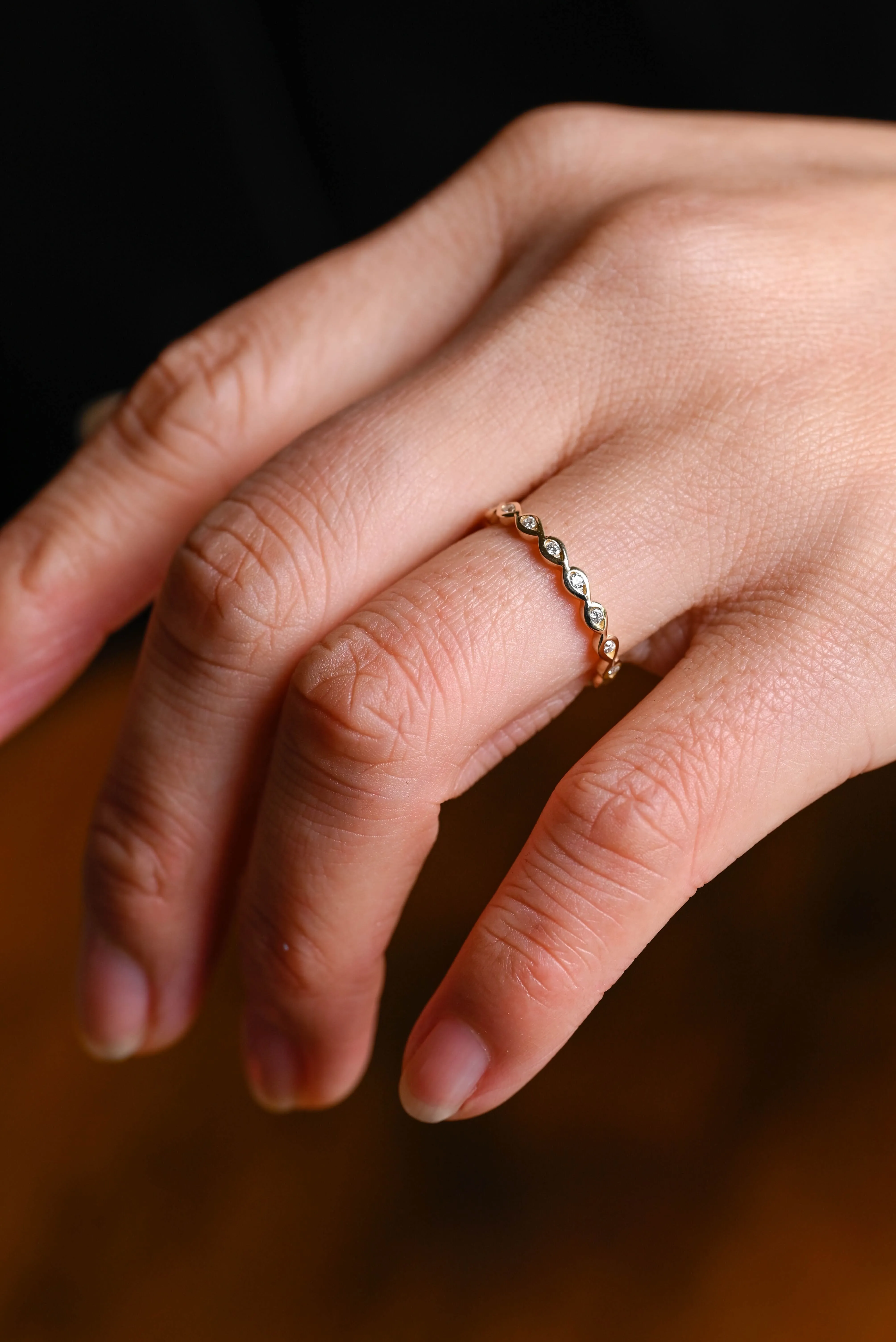 Solid Gold Full Eternity Round Cut Moissanite Wedding Band sold by Causyou product image thumbnail 4