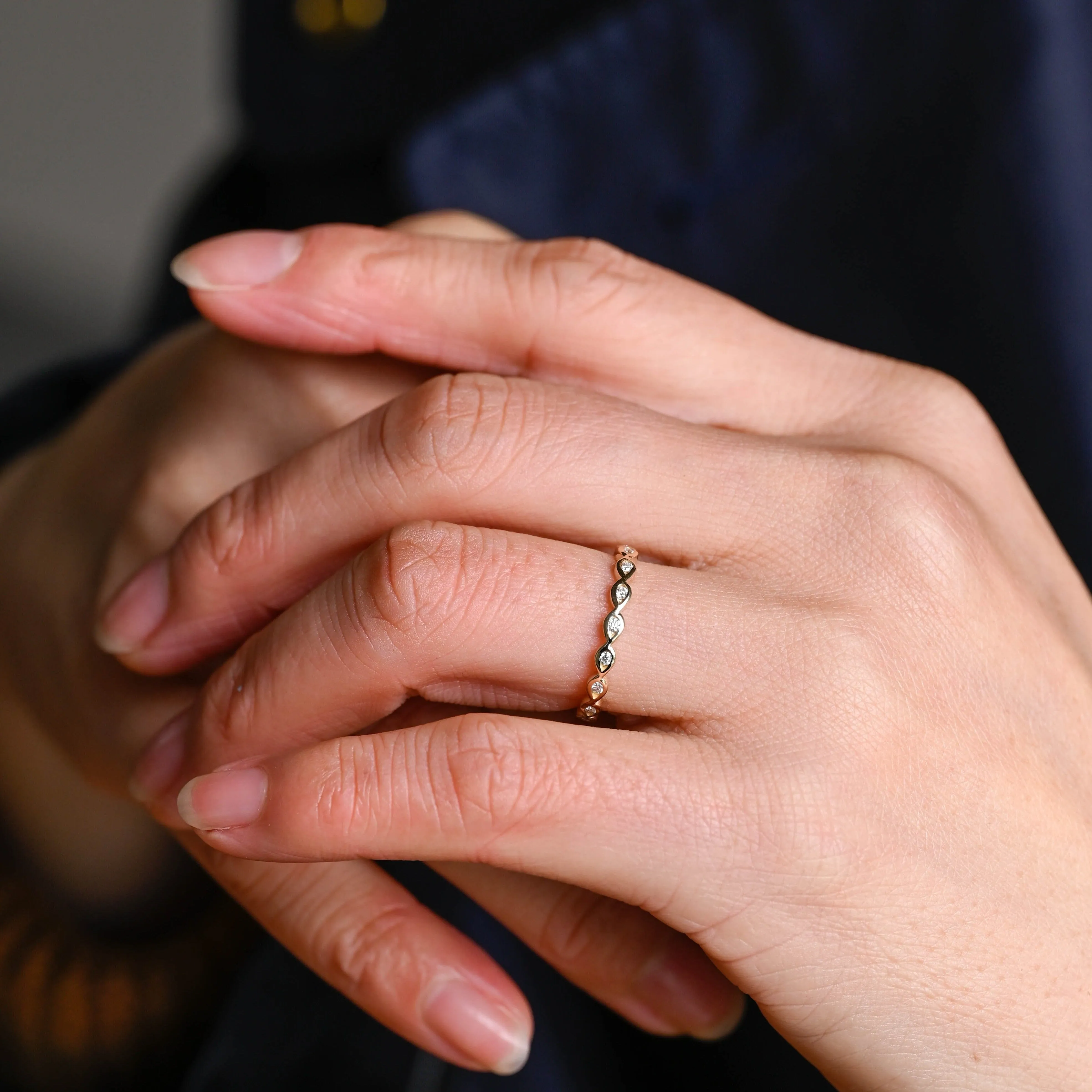Solid Gold Full Eternity Round Cut Moissanite Wedding Band sold by Causyou product image thumbnail 2