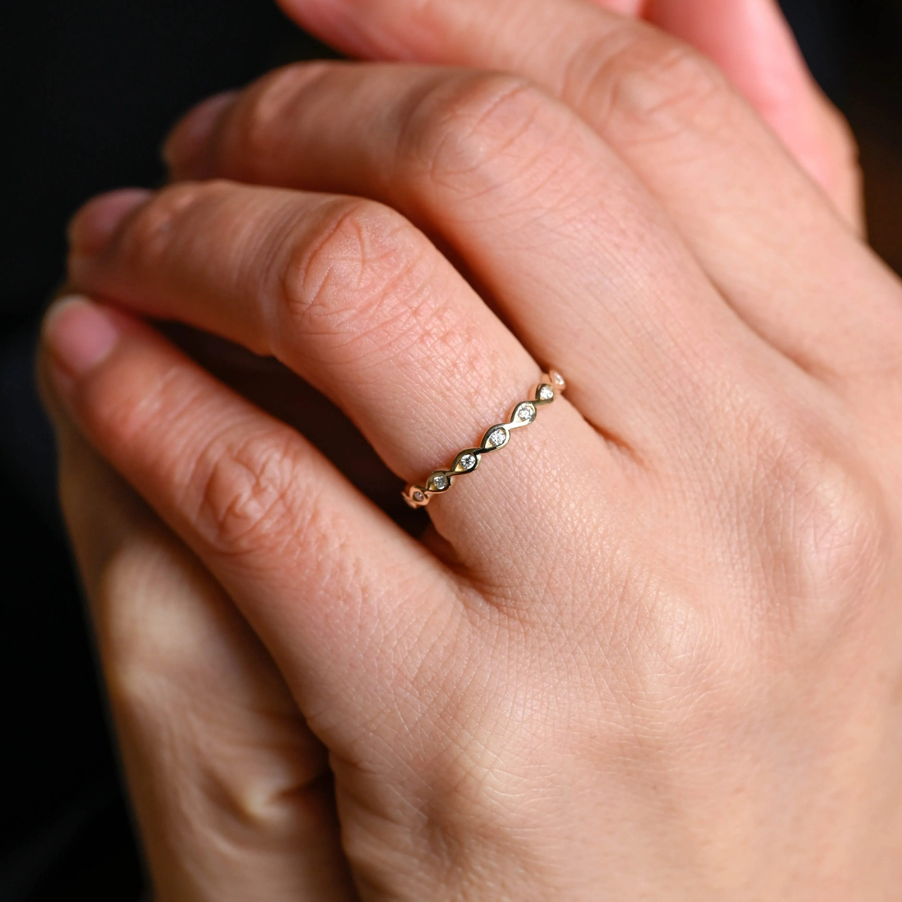 Solid Gold Full Eternity Round Cut Moissanite Wedding Band sold by Causyou product image thumbnail 3