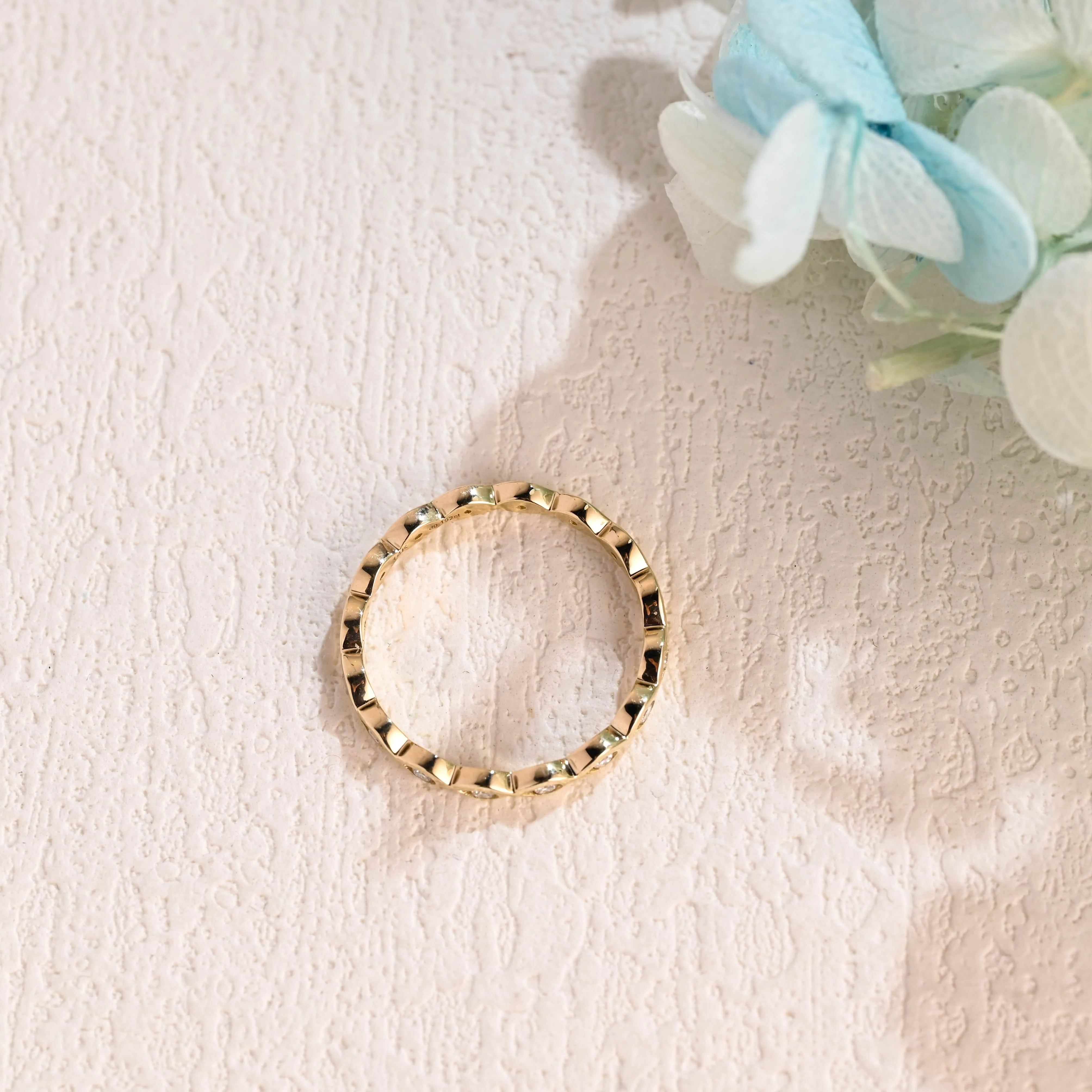 Solid Gold Full Eternity Round Cut Moissanite Wedding Band sold by Causyou product image thumbnail 5