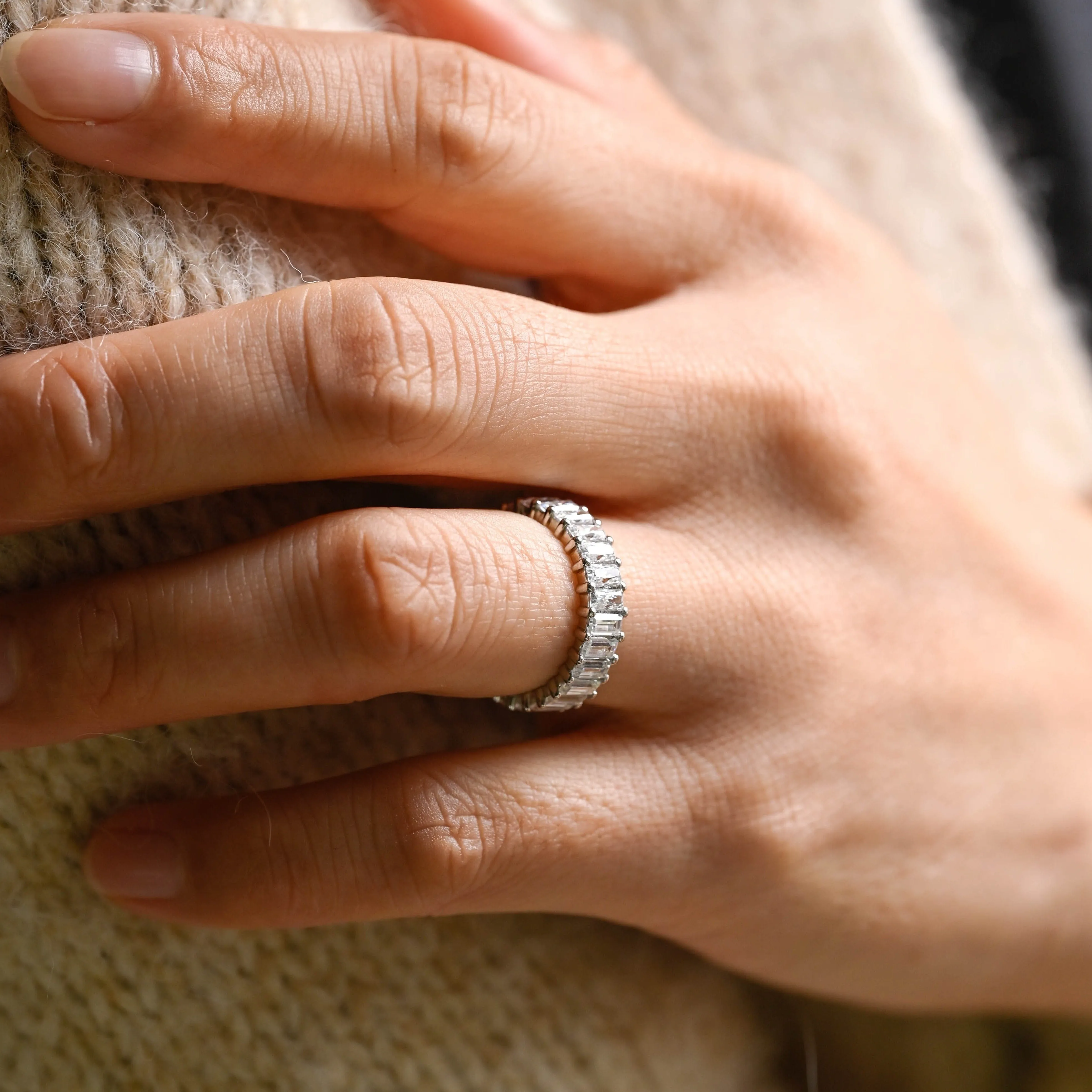 Solid Gold 2*4mm Radiant & Baguete Cut Moissanite Wedding Ring, Full Eternity sold by Causyou product image thumbnail 2
