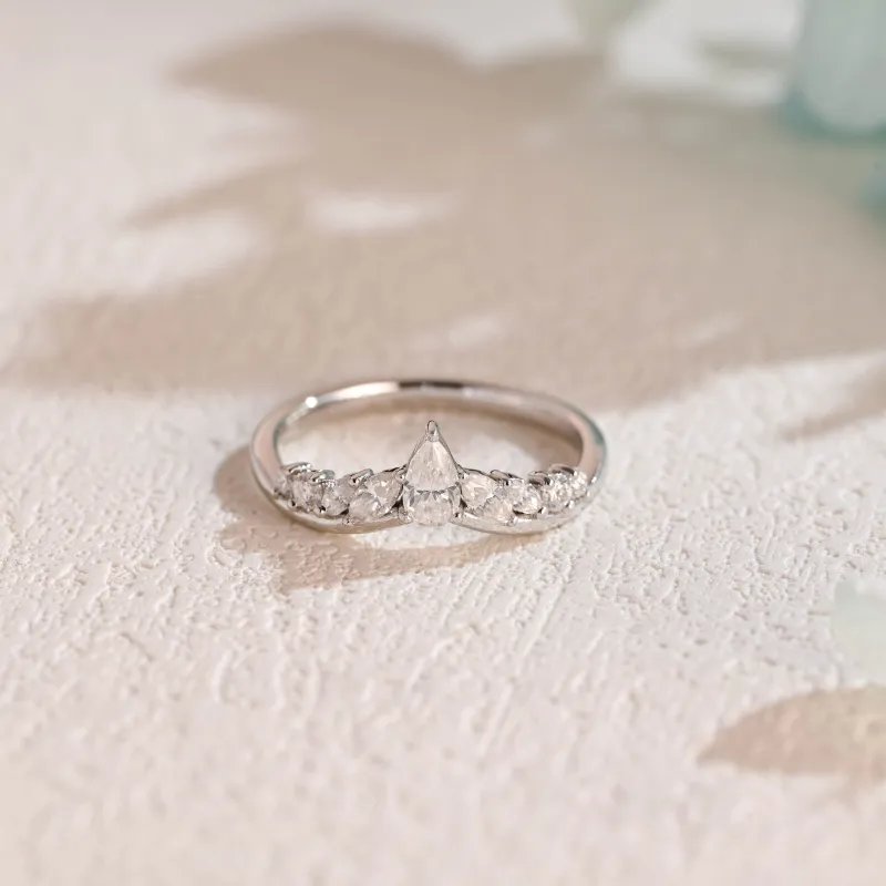 Solid Gold Curved Moissanite Wedding Band, Stacking Wedding Ring made by Causyou