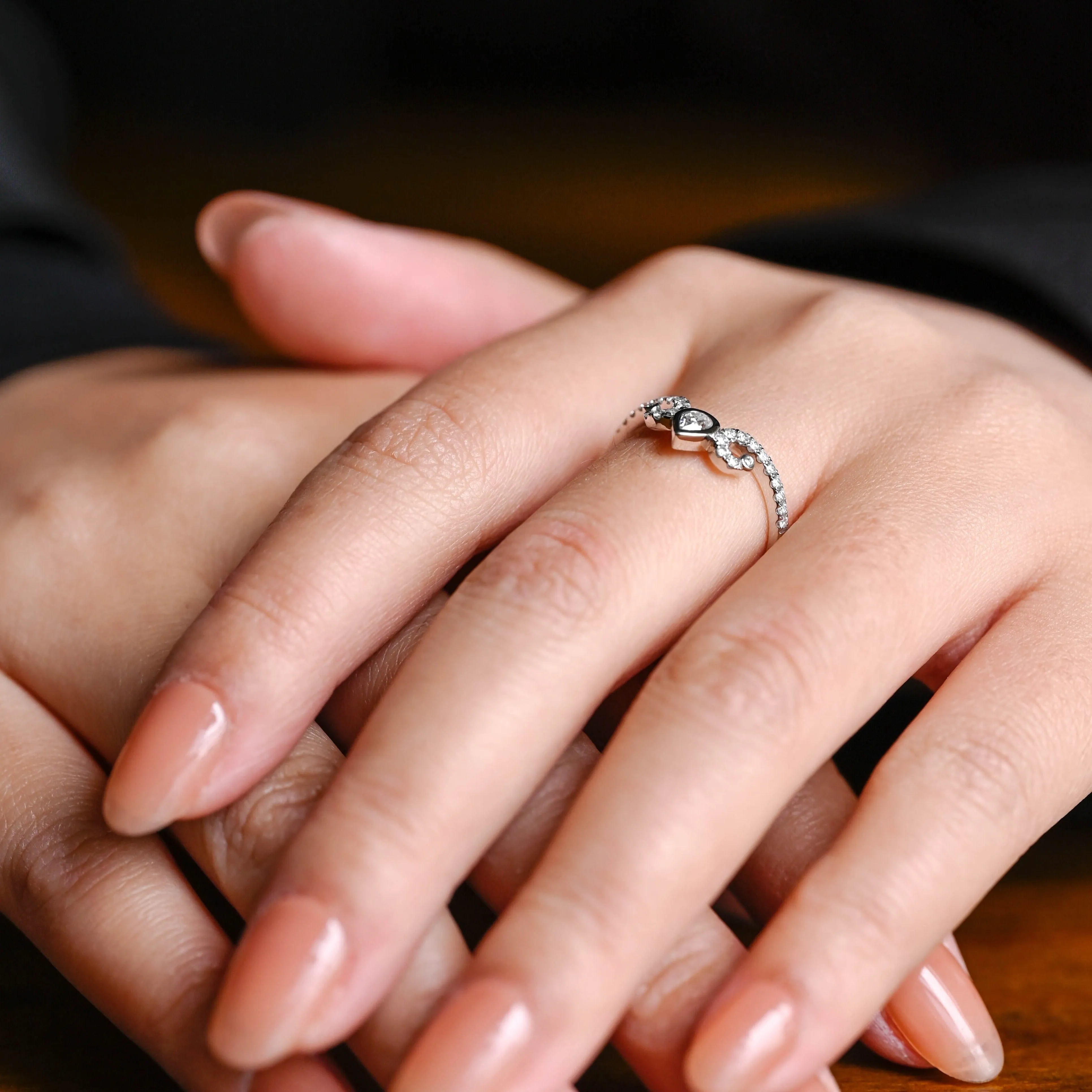 Solid Gold Pear Cut & Round Cut Moissanite Wedding Band sold by Causyou product image thumbnail 4
