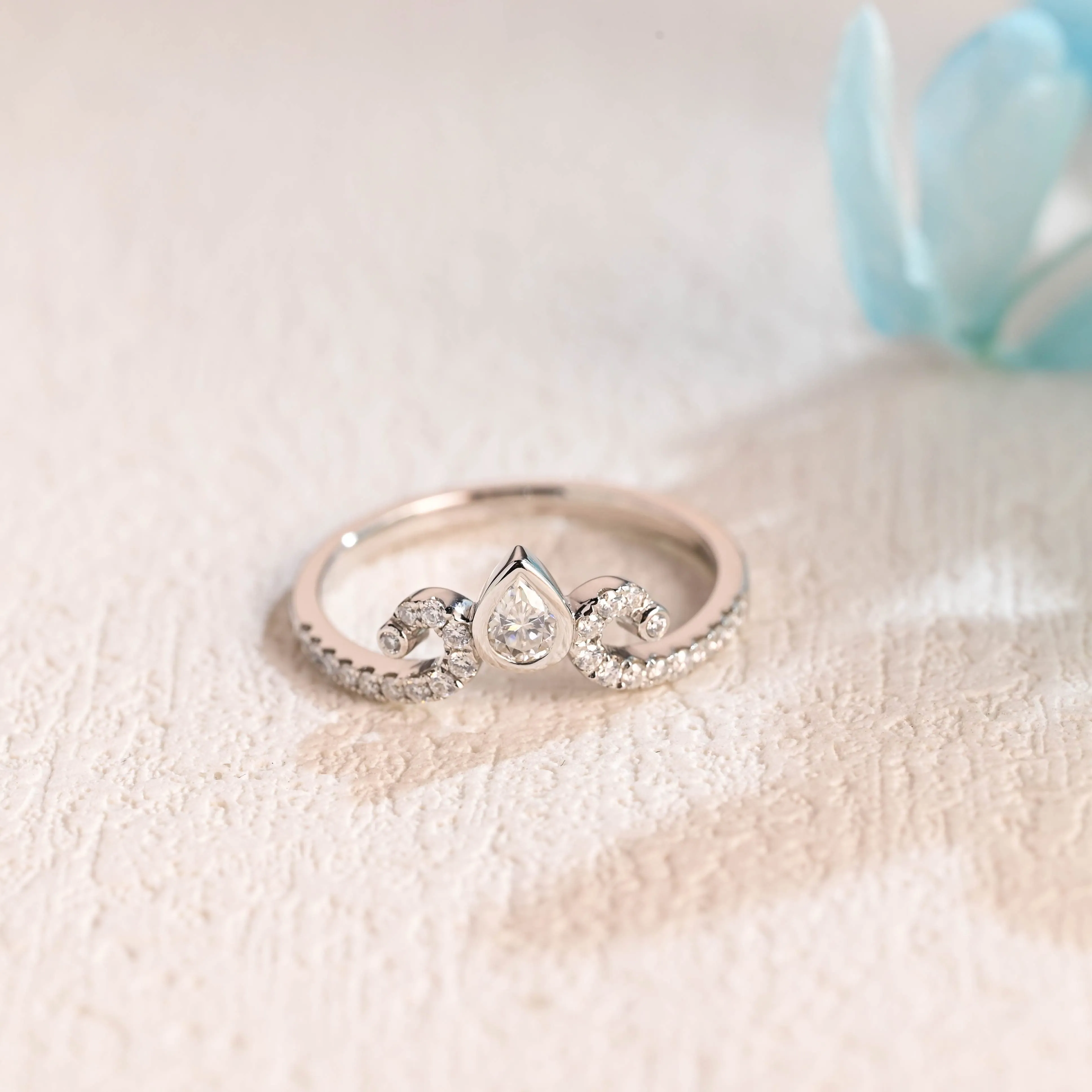 Solid Gold Pear Cut & Round Cut Moissanite Wedding Band sold by Causyou
