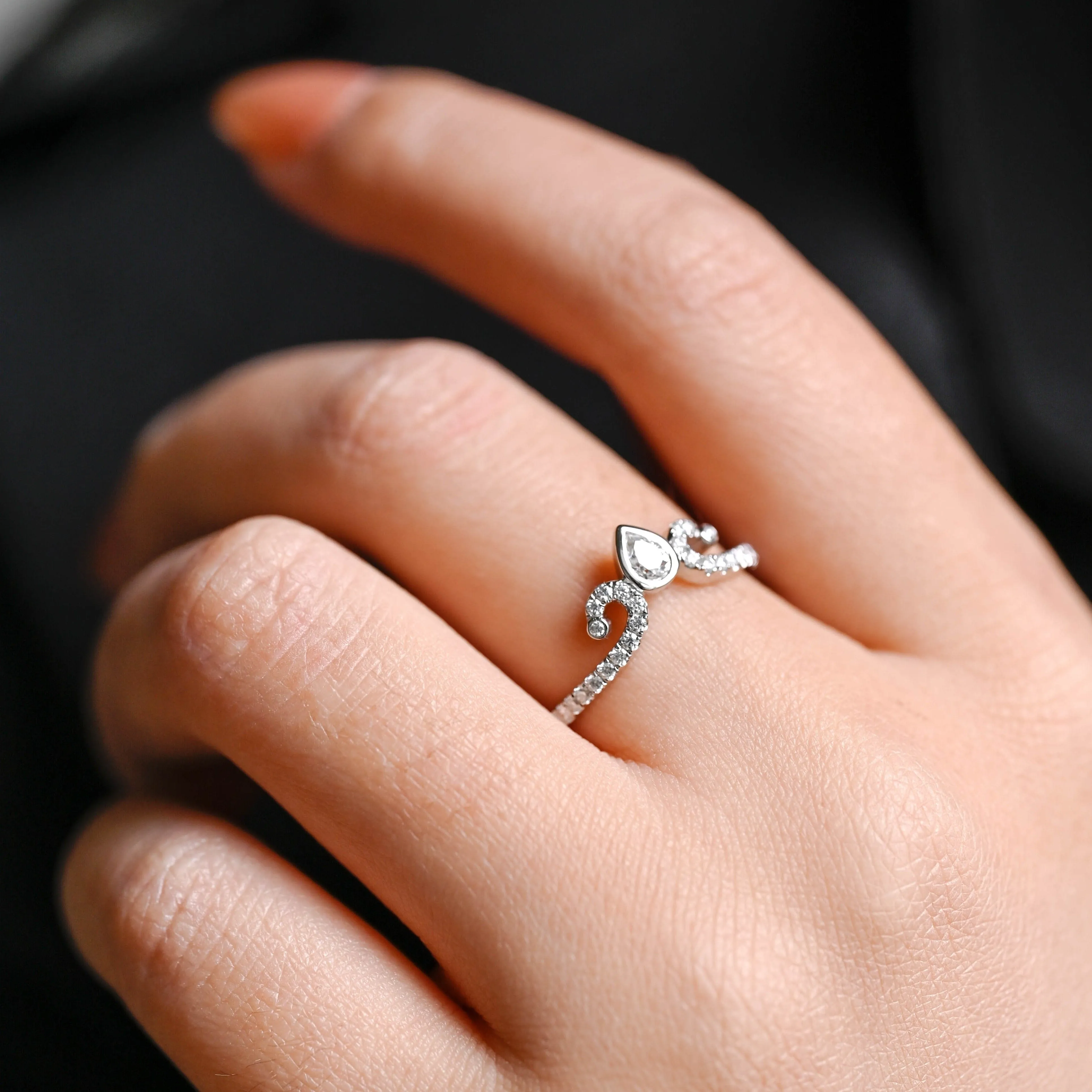 Solid Gold Pear Cut & Round Cut Moissanite Wedding Band sold by Causyou product image thumbnail 2