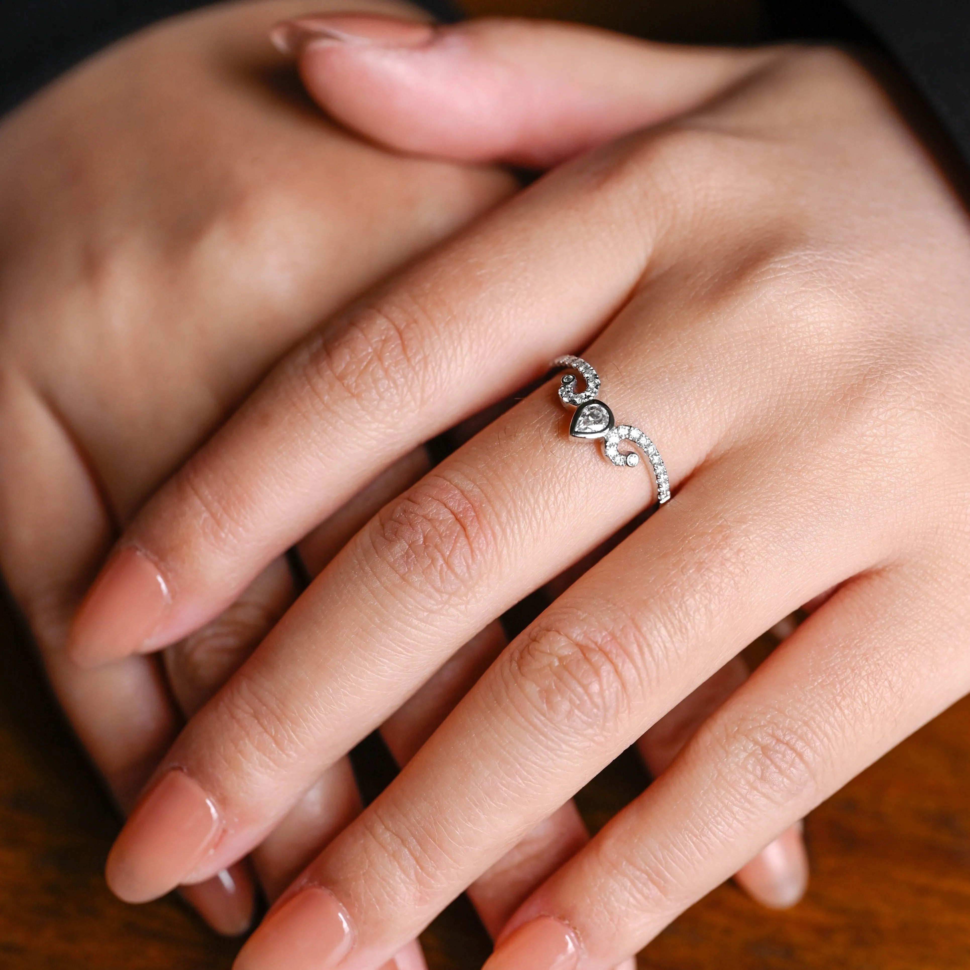 Solid Gold Pear Cut & Round Cut Moissanite Wedding Band sold by Causyou product image thumbnail 3