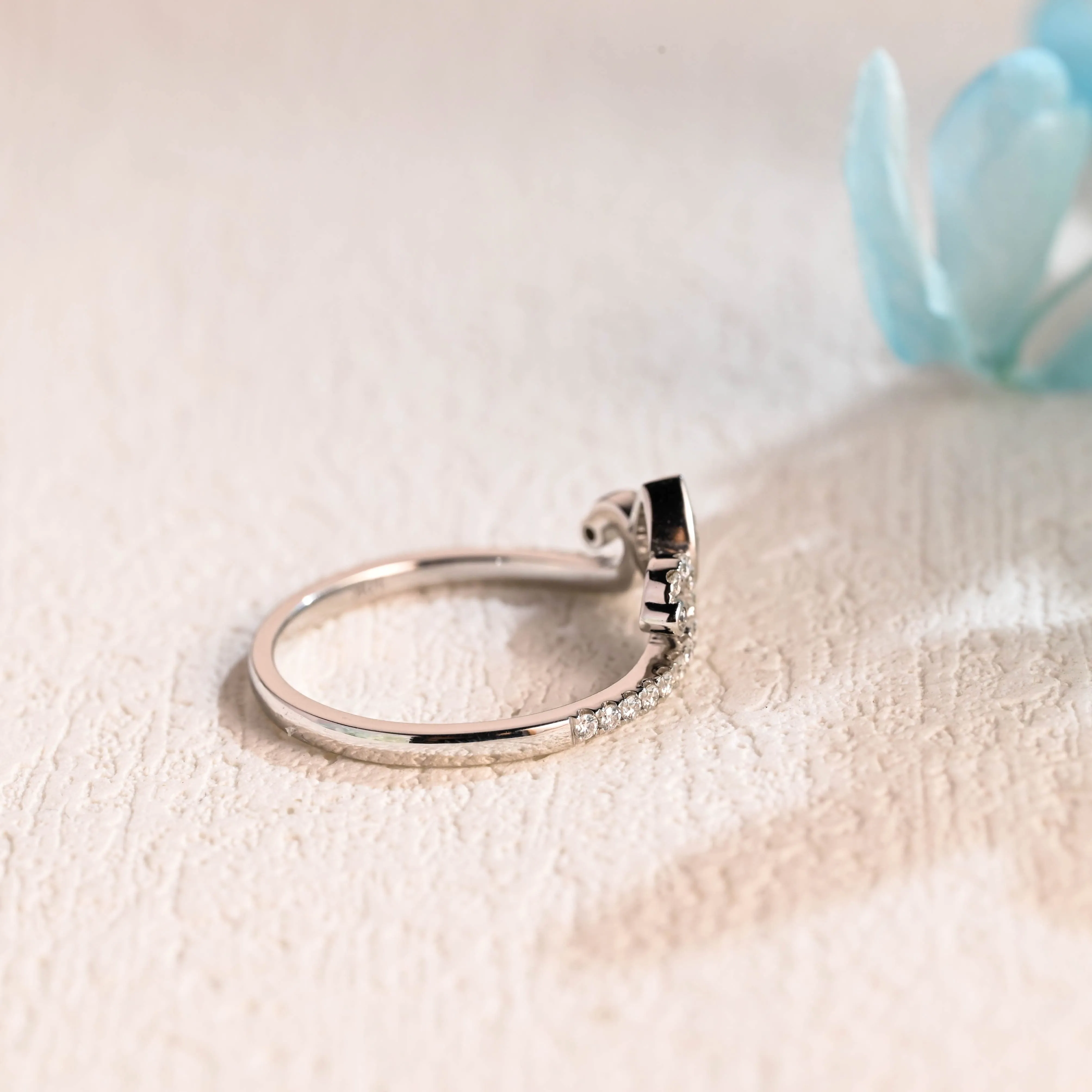 Solid Gold Pear Cut & Round Cut Moissanite Wedding Band sold by Causyou product image thumbnail 5