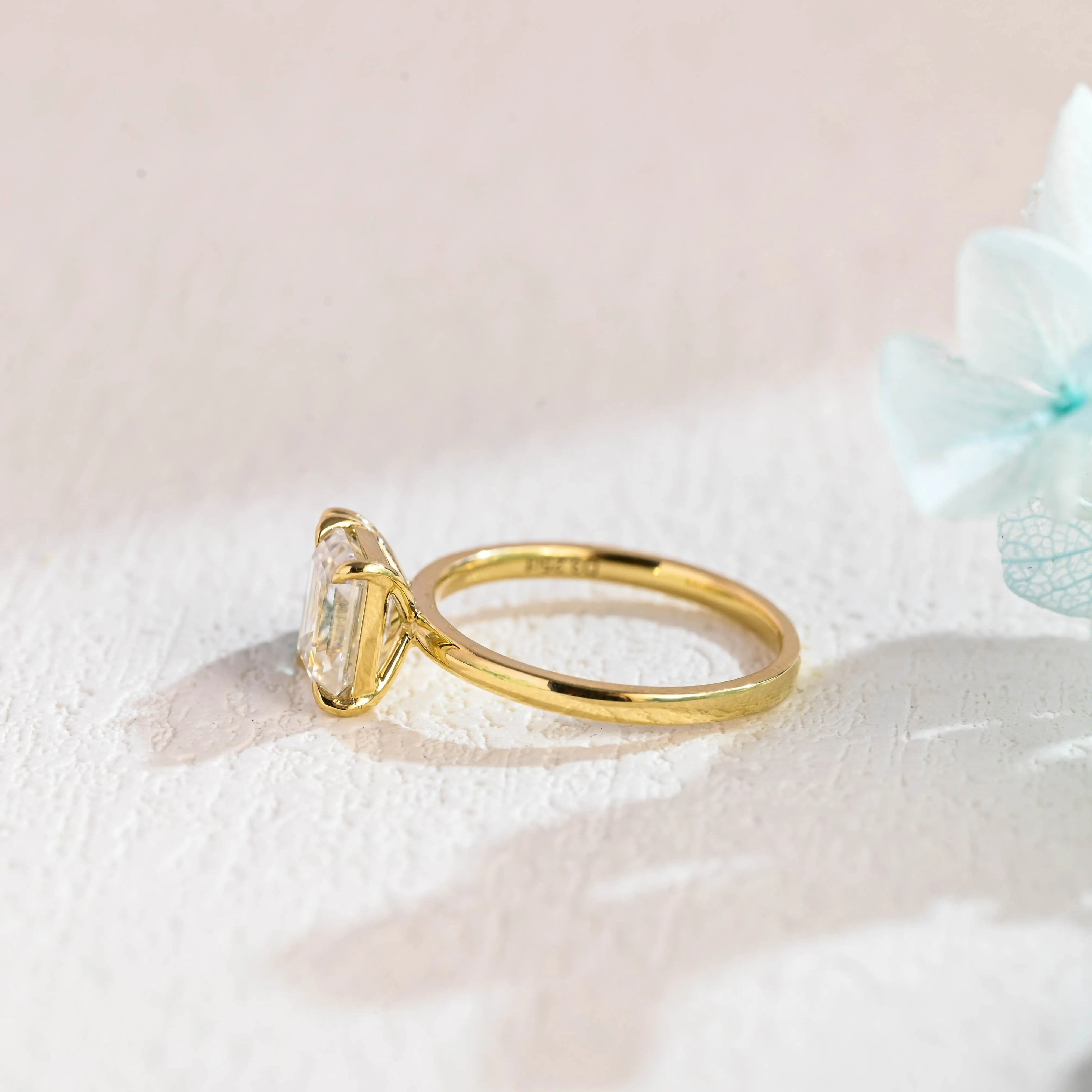 Solid Gold Toi Et Moi Ring, Green Pear Moissanite & Emerald Cut Moissanite Engagement Ring sold by Causyou product image thumbnail 5