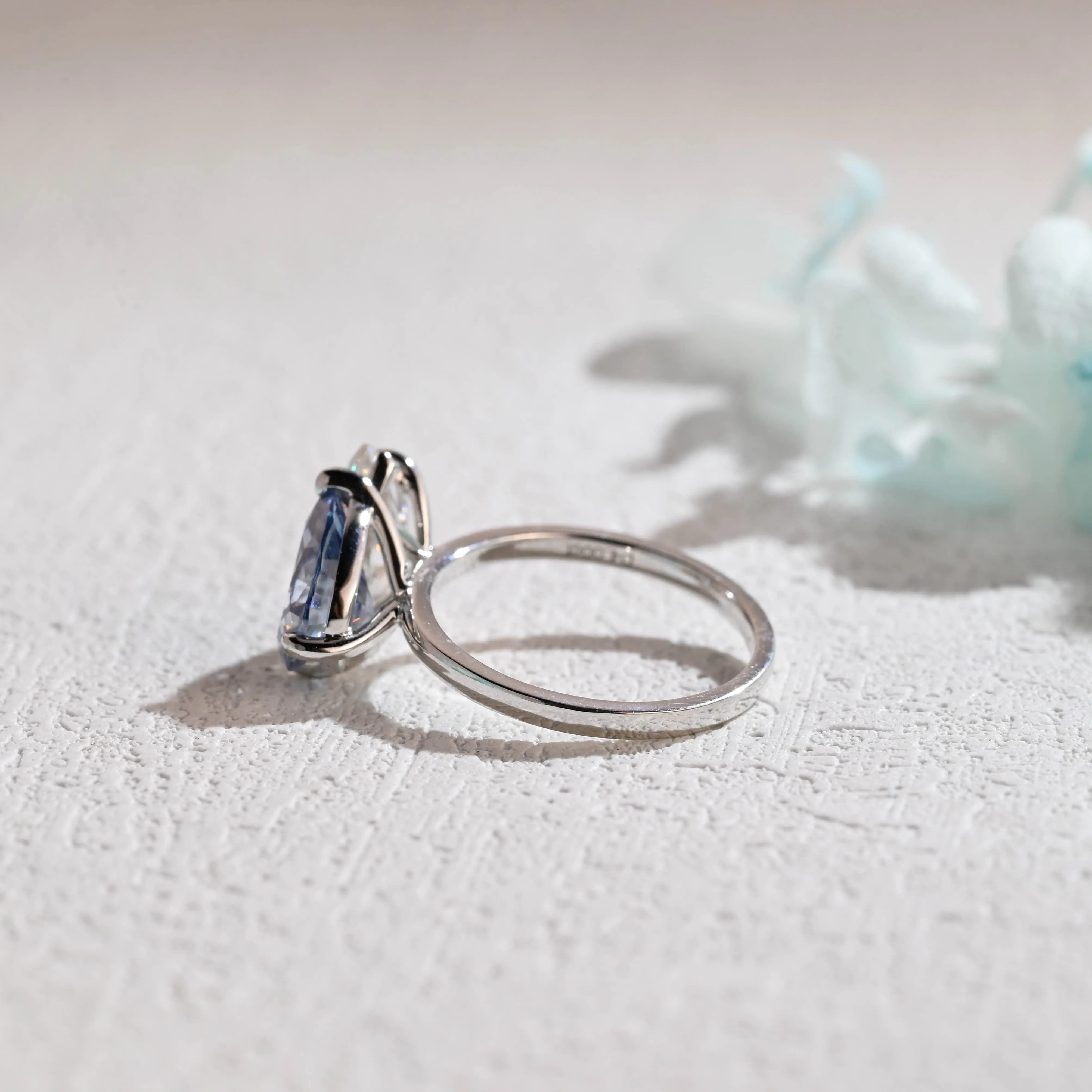 Solid Gold Toi Et Moi Ring, Marquise & Blue Moissanite Engagement Ring sold by Causyou product image thumbnail 5