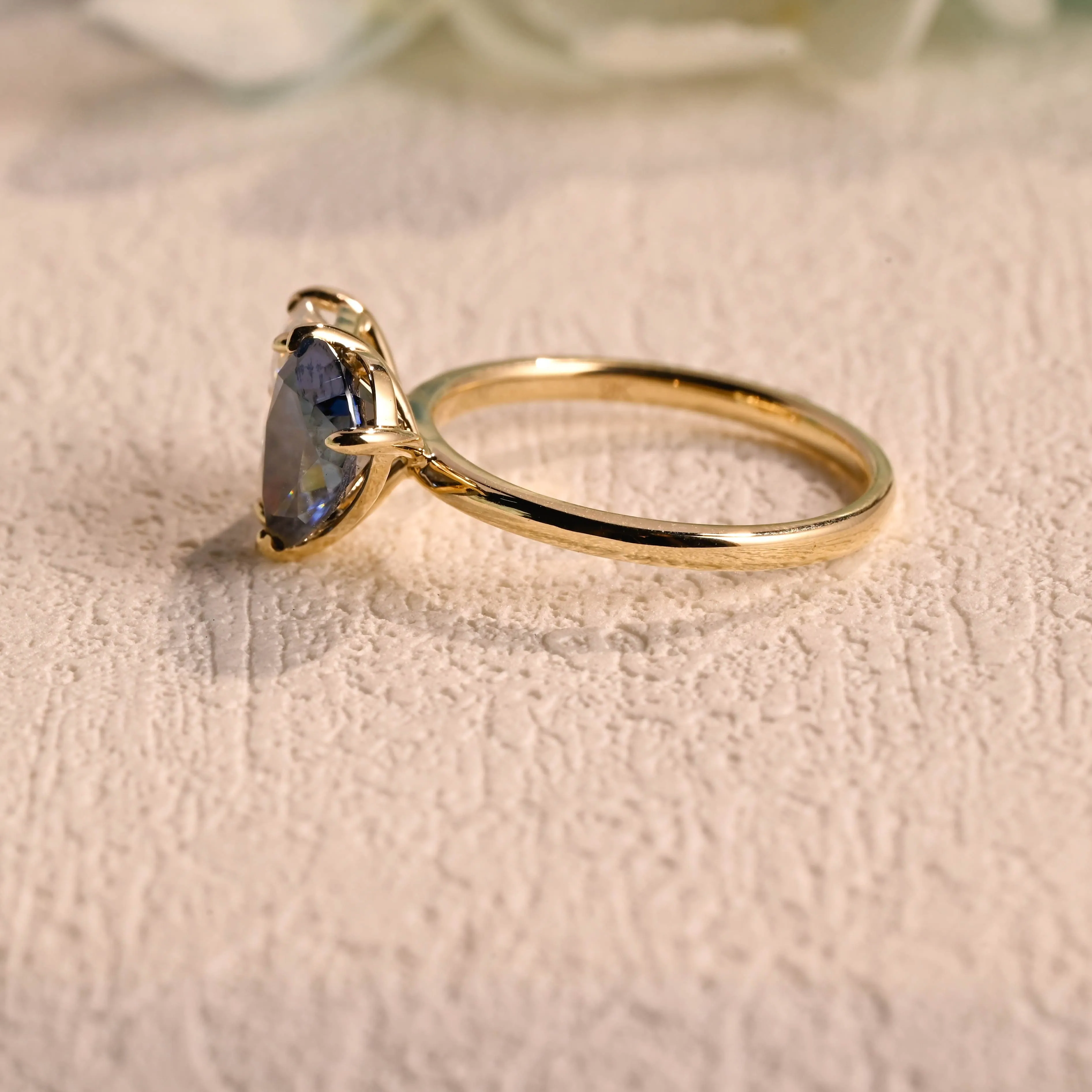 Solid Gold Toi Et Moi Ring, Lab Grown Sapphire & Radiant Moissanite Engagement Ring sold by Causyou product image thumbnail 4
