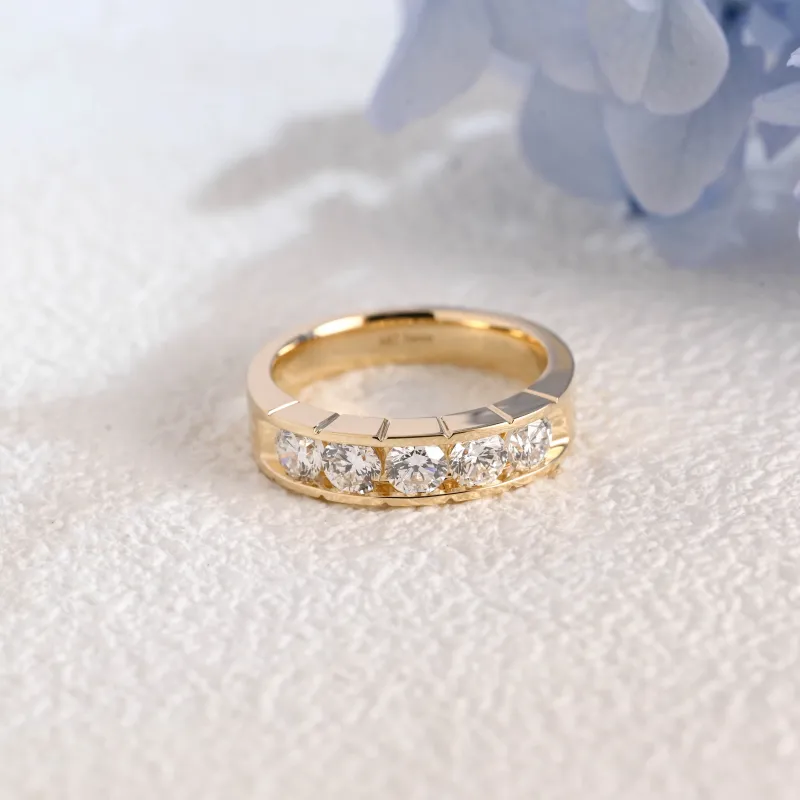 Solid Gold 3.8mm Lab Diamond Wedding Band for Man made by Causyou