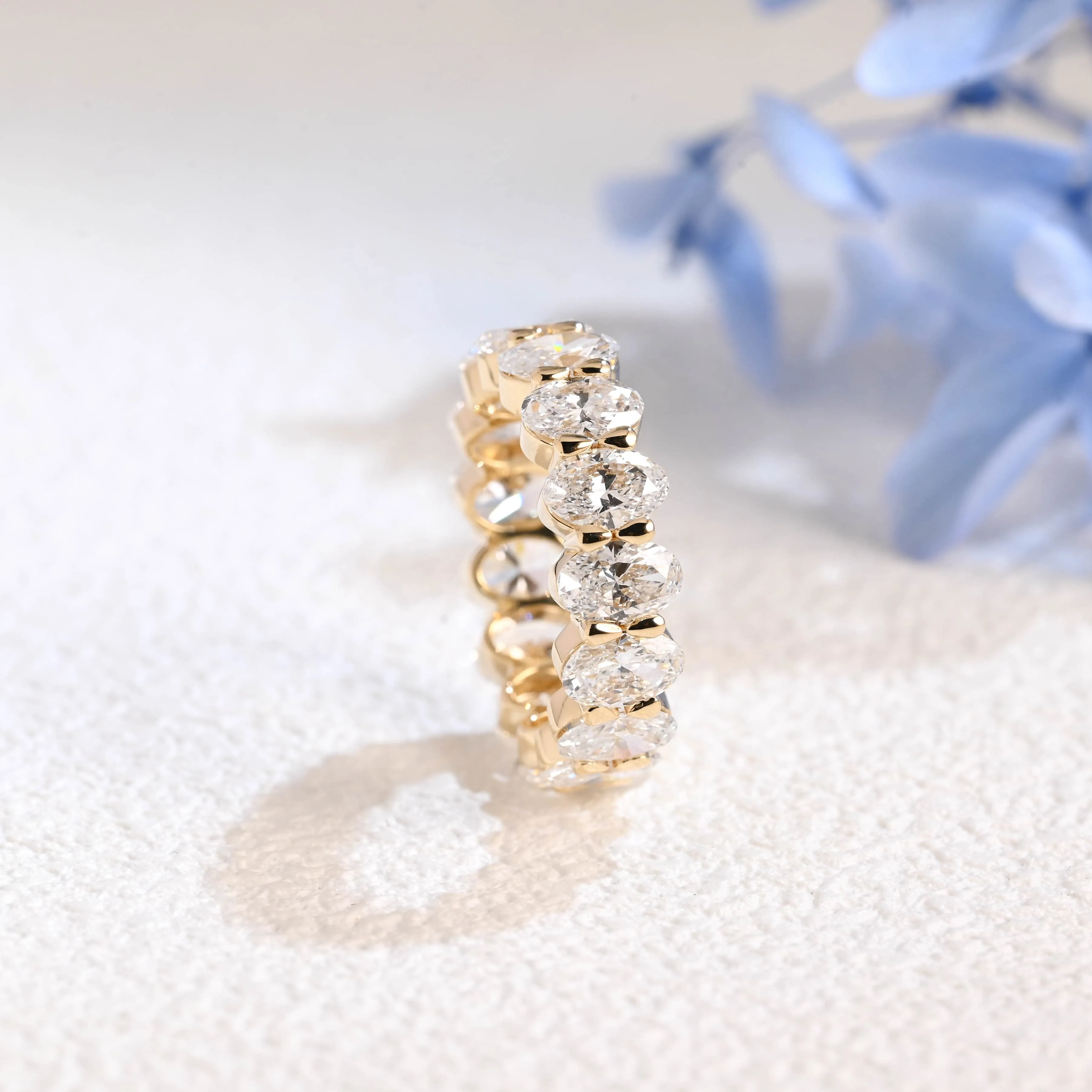 Solid Gold 4*6mm Oval Lab Diamond Wedding Band for Woman sold by Causyou product image thumbnail 5