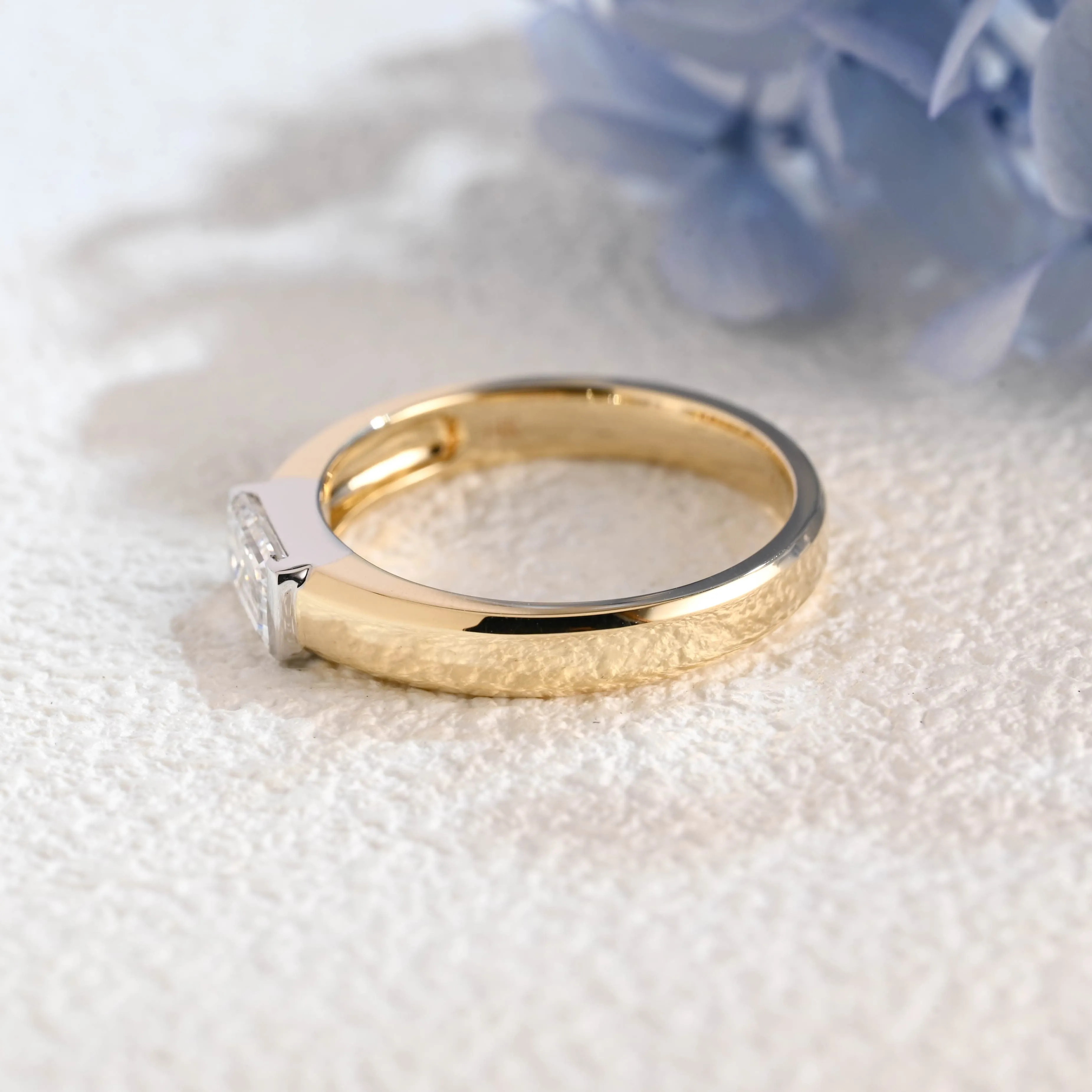 Solid Gold Two Tone East-West Lab Diamond Wedding Band for Man sold by Causyou product image thumbnail 5